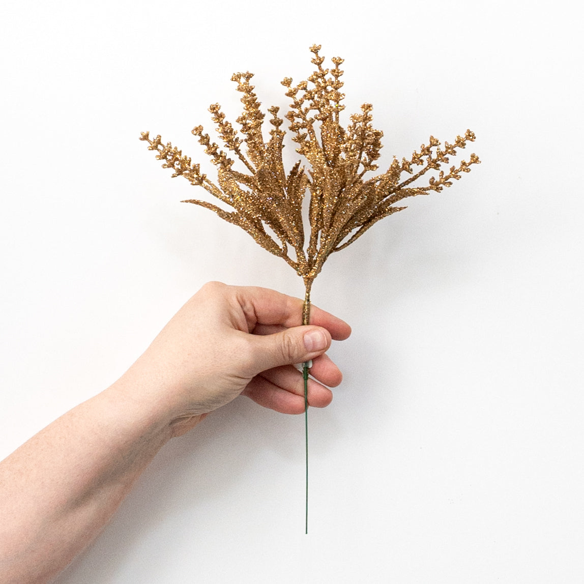 11" Glittered Flowering Leaf Pick: Gold detail photo 3