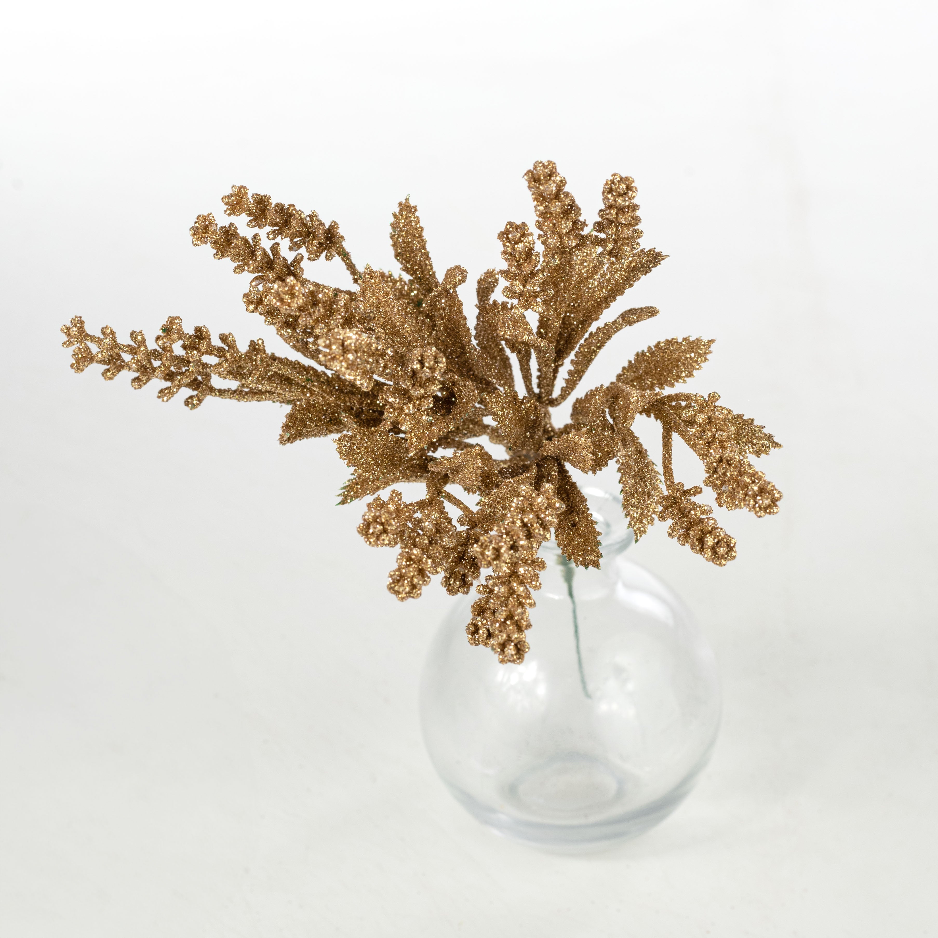11" Glittered Flowering Leaf Pick: Gold detail photo 4