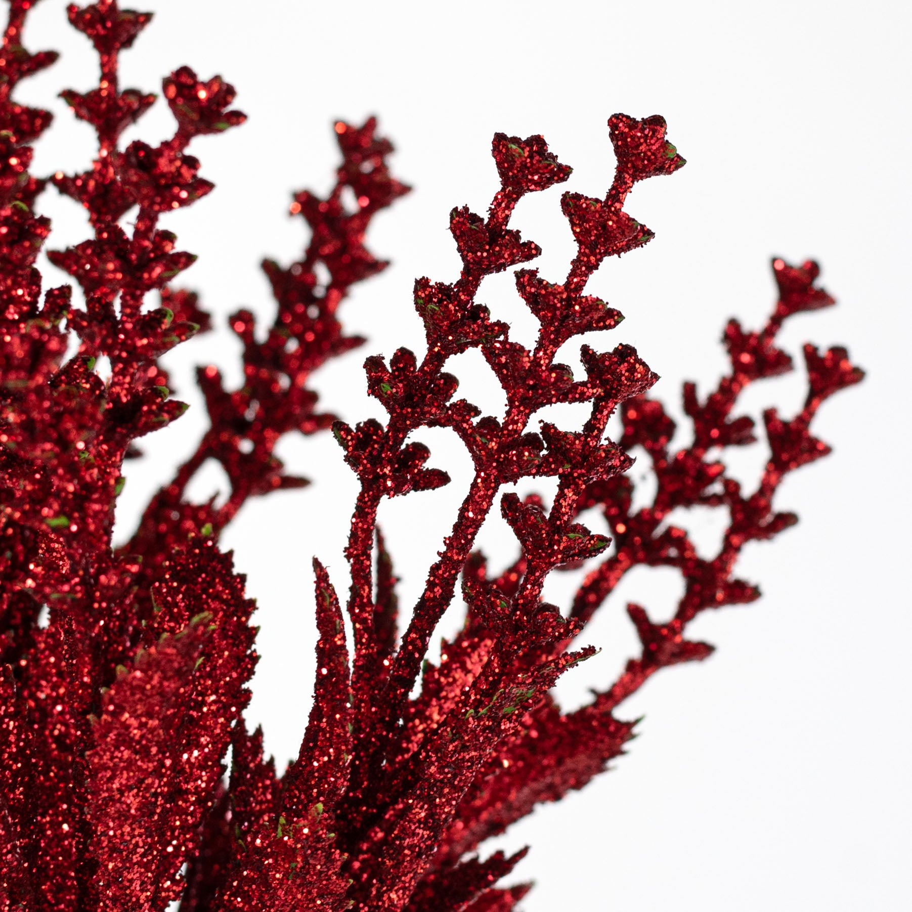 11" Glittered Flowering Leaf Pick: Red Lifestyle Photo