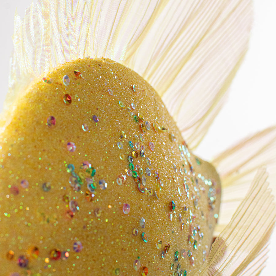 15" Glittered Foam Fish Ornament: Yellow detail photo 5