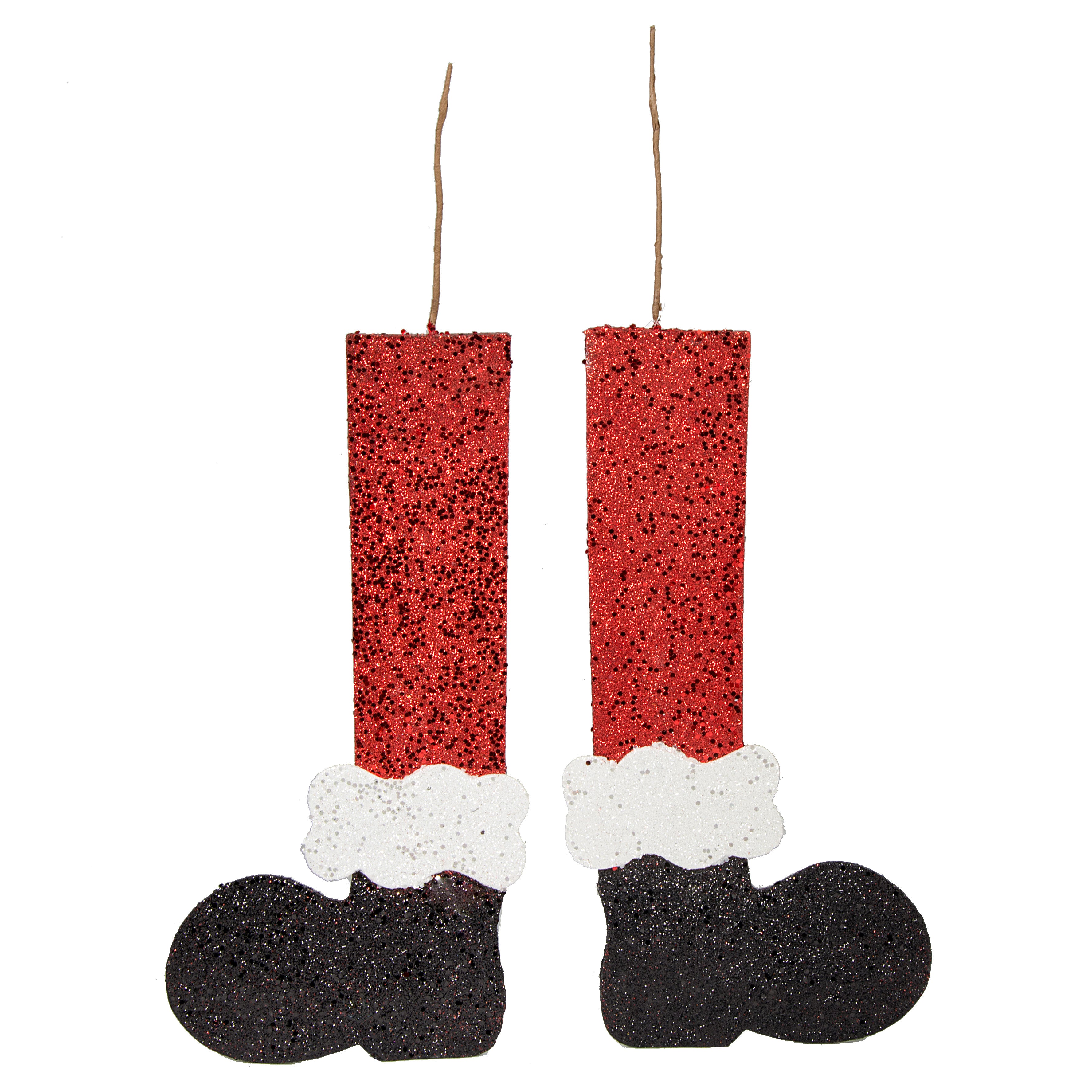 16" Glittered Foam Santa Leg Pair: Red, Black, White Item Number: XC9869