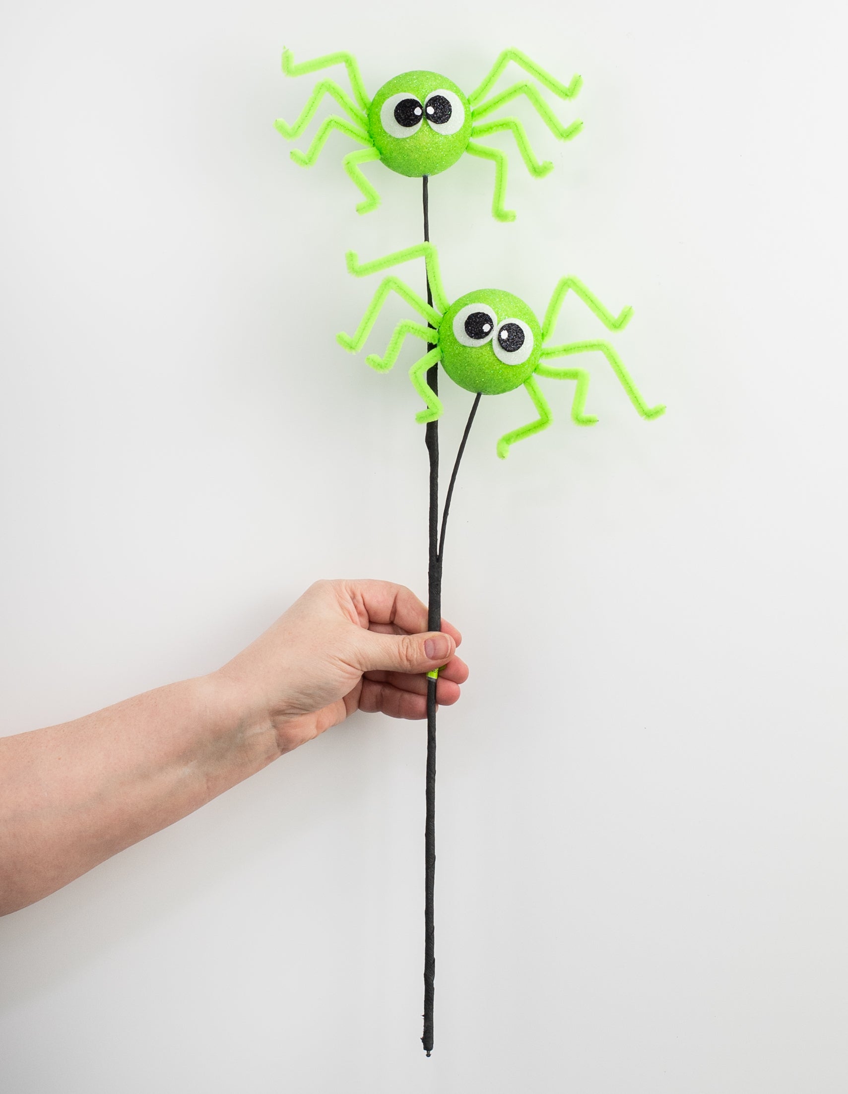 21" Glittered Fun Spider Spray: Lime Green detail photo 3
