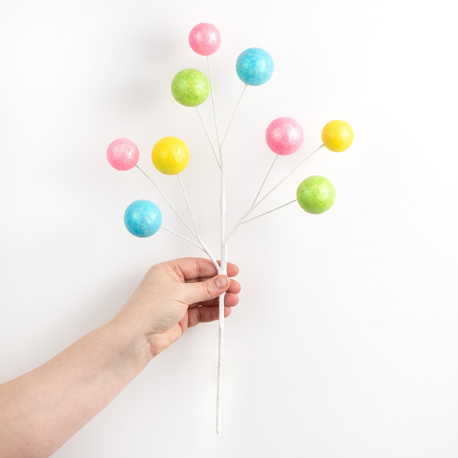 17" Glittered Gum-ball Spray: Pastel Multi detail photo 3