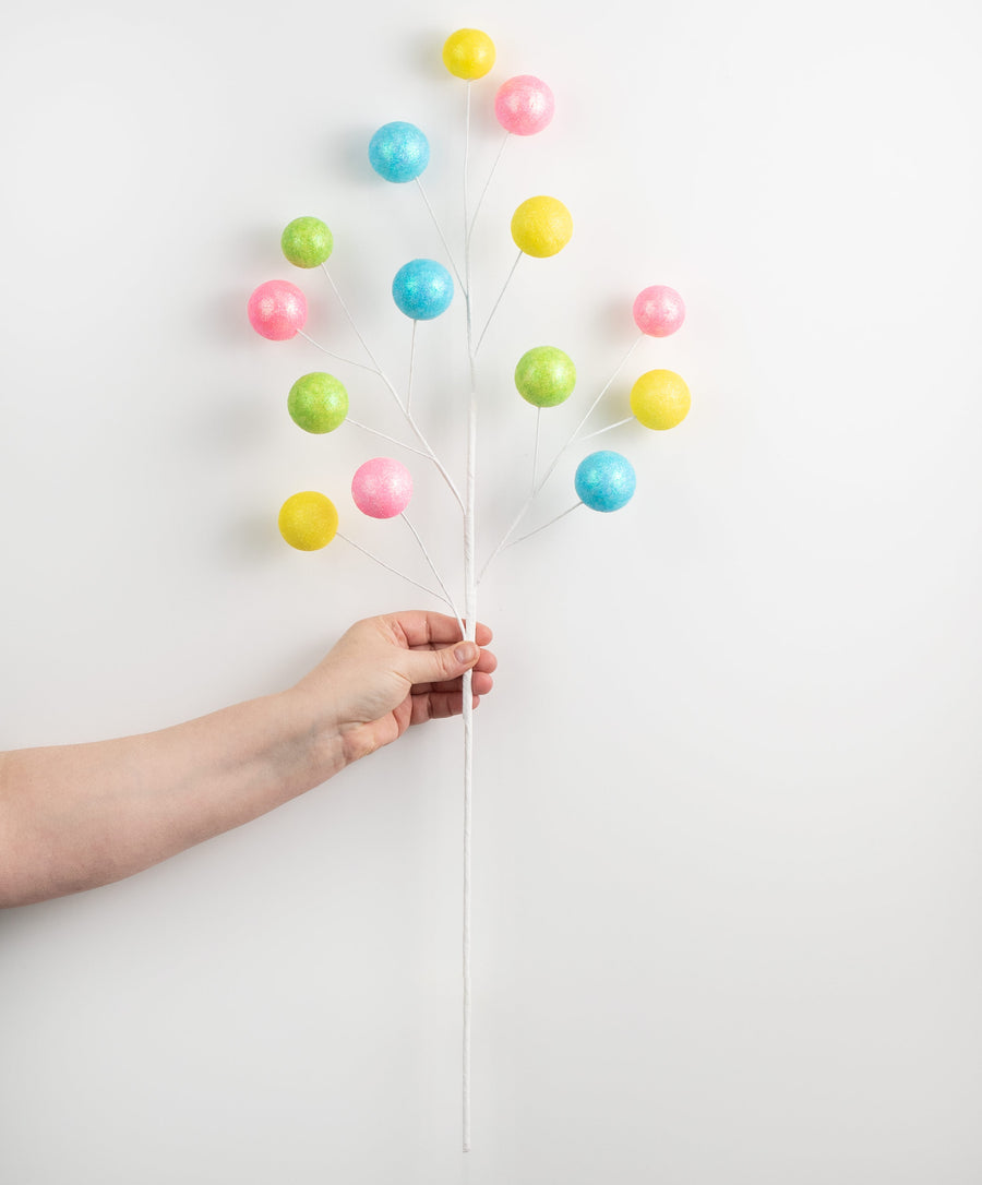 28" Glittered Gum-ball Spray: Pastel Multi detail photo 3