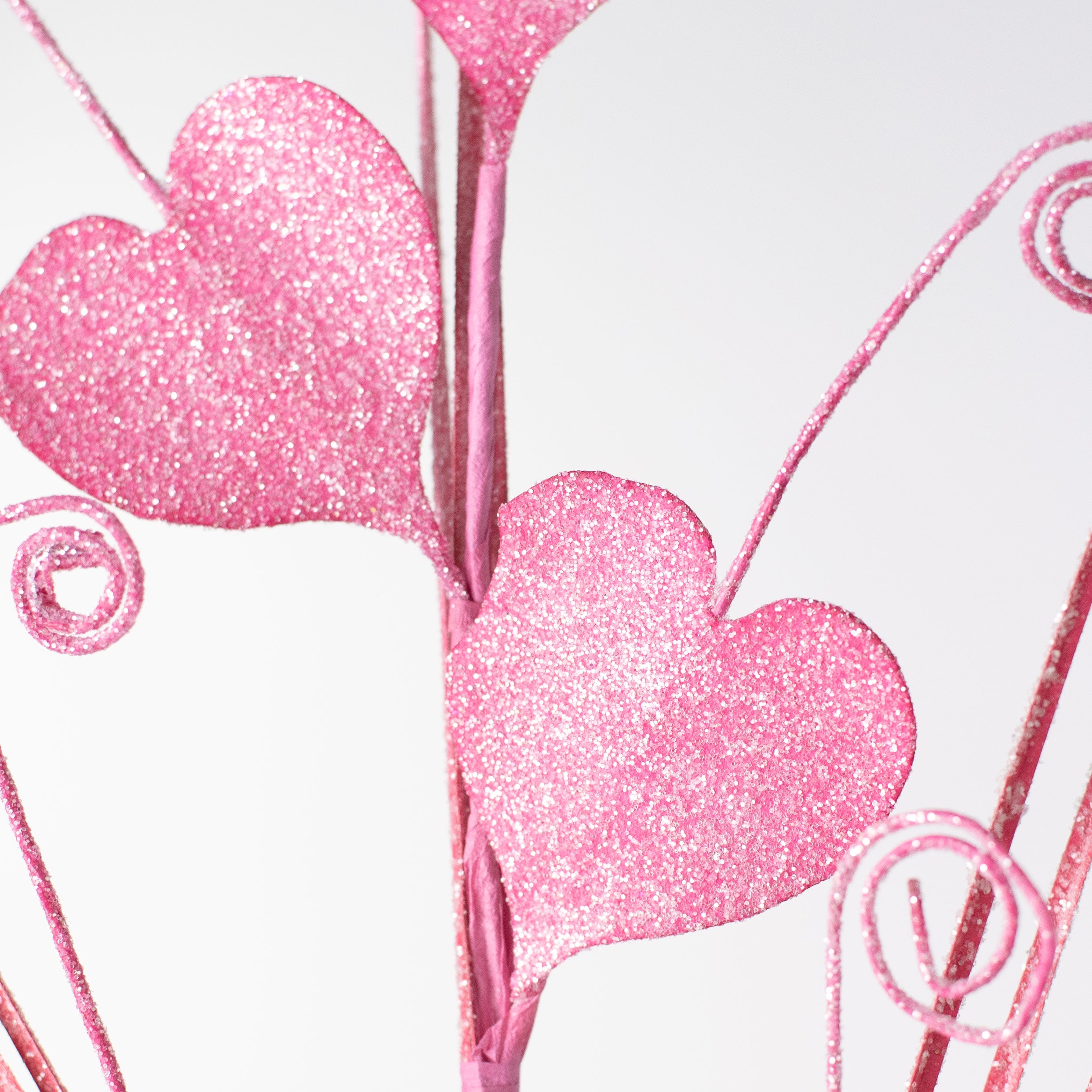 22" Glittered Hearts Spiral Spray: Pink Lifestyle Photo