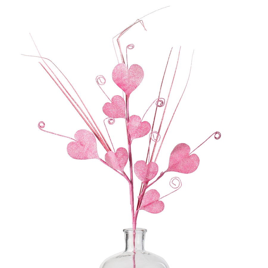22" Glittered Hearts Spiral Spray: Pink Item Number: 31292