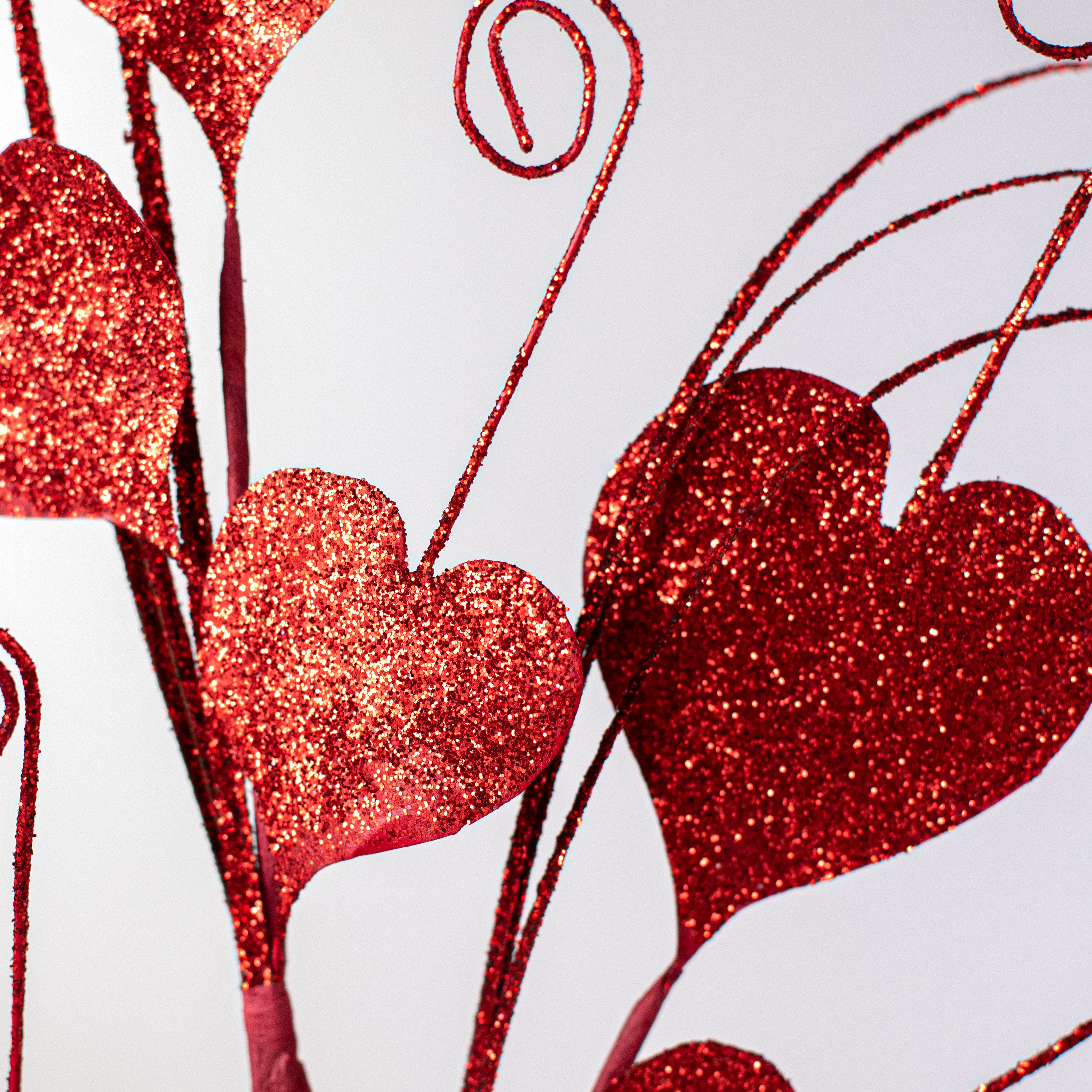 22" Glittered Hearts Spiral Spray: Red Lifestyle Photo