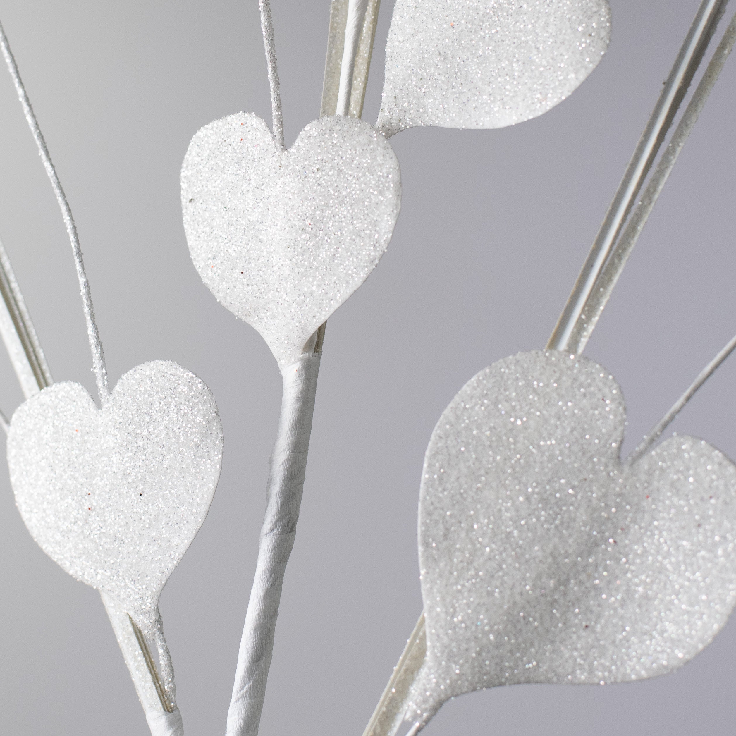 22" Glittered Hearts Spiral Spray: White Lifestyle Photo