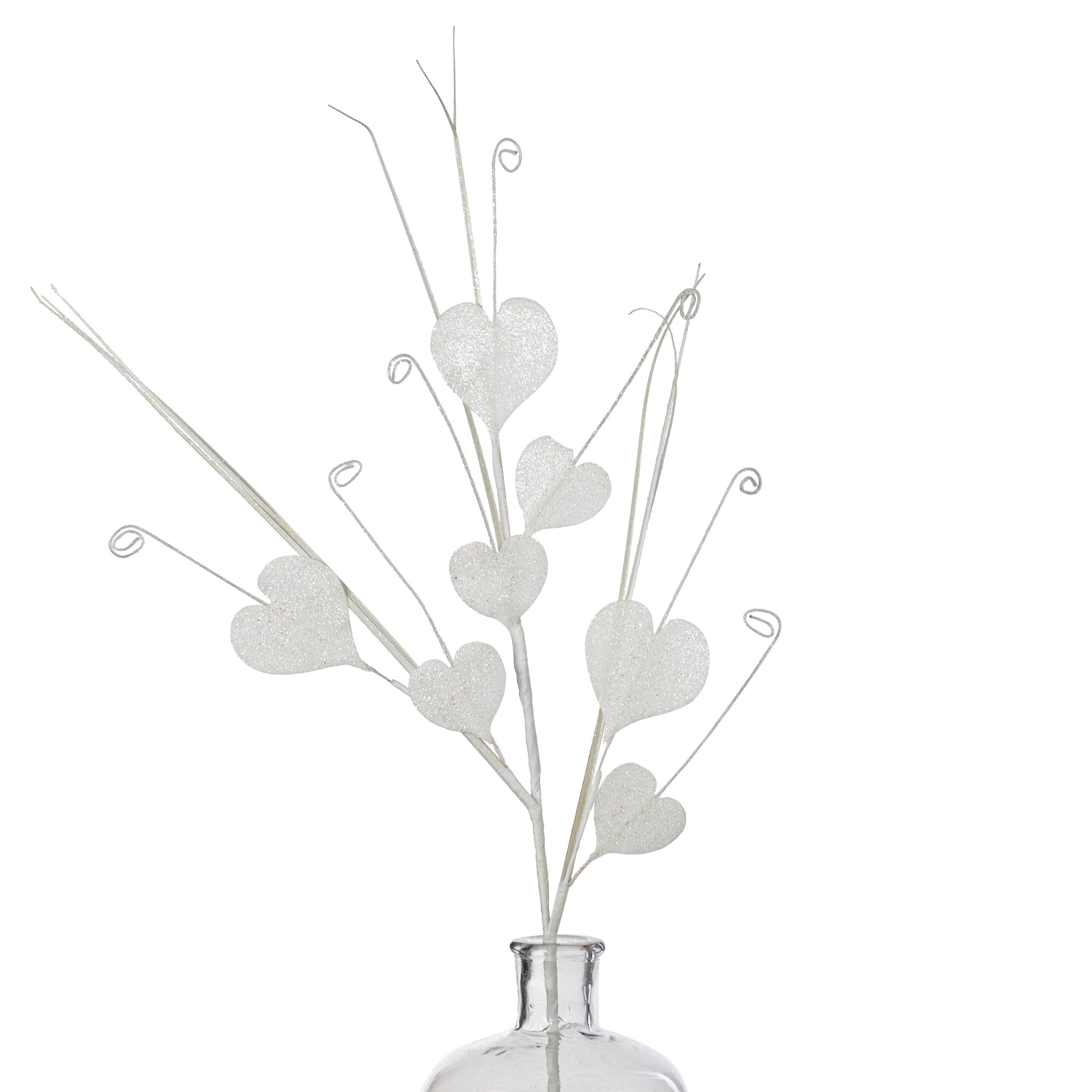 22" Glittered Hearts Spiral Spray: White Item Number: 31293