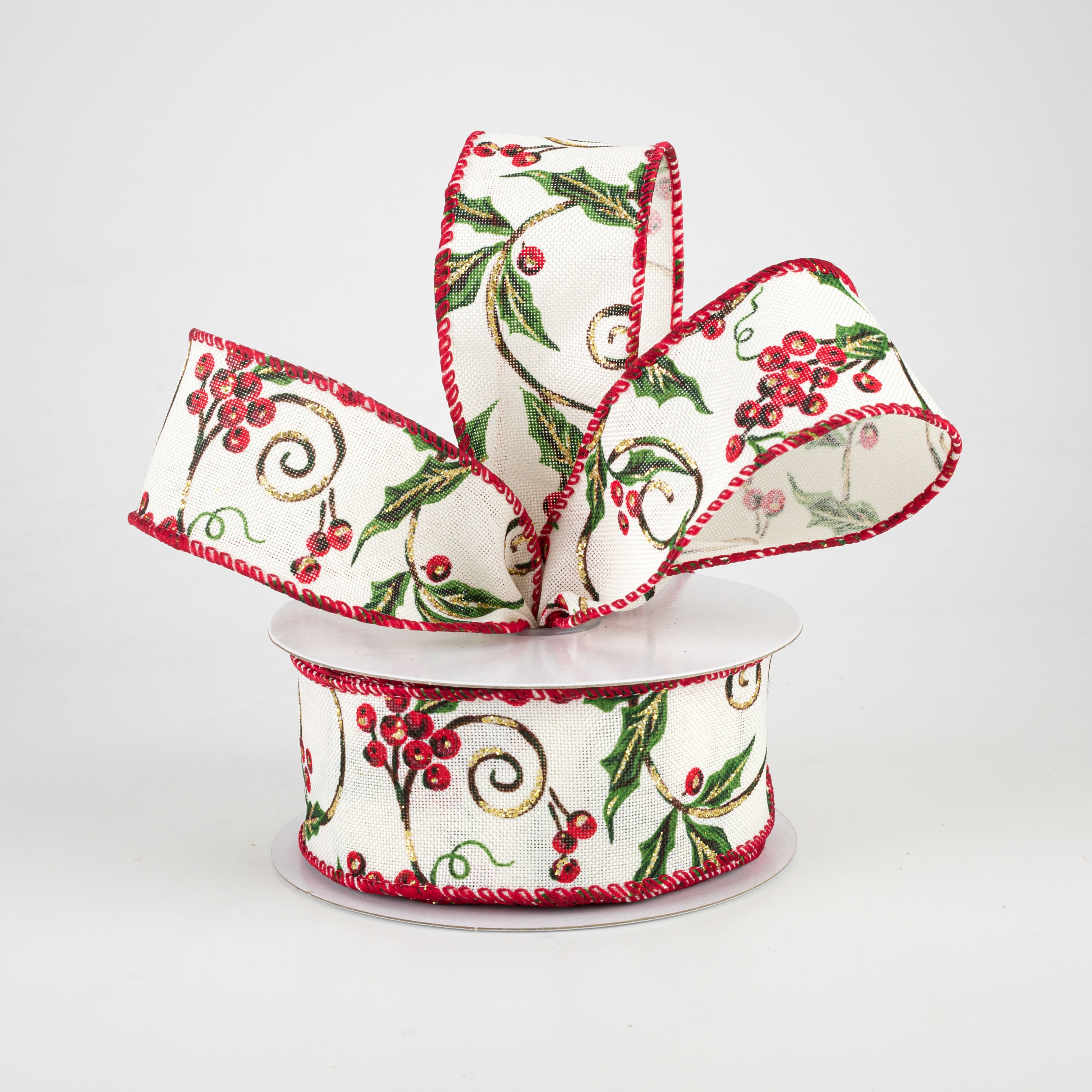 1.5" Glittered Ironwork Berry Ribbon (10 Yards) Lifestyle Photo