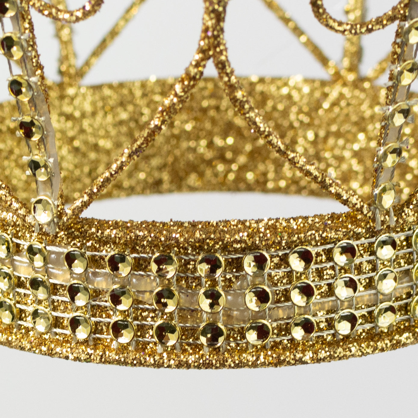 6" Glittered Mardi Gras Crown Ornament detail photo 4