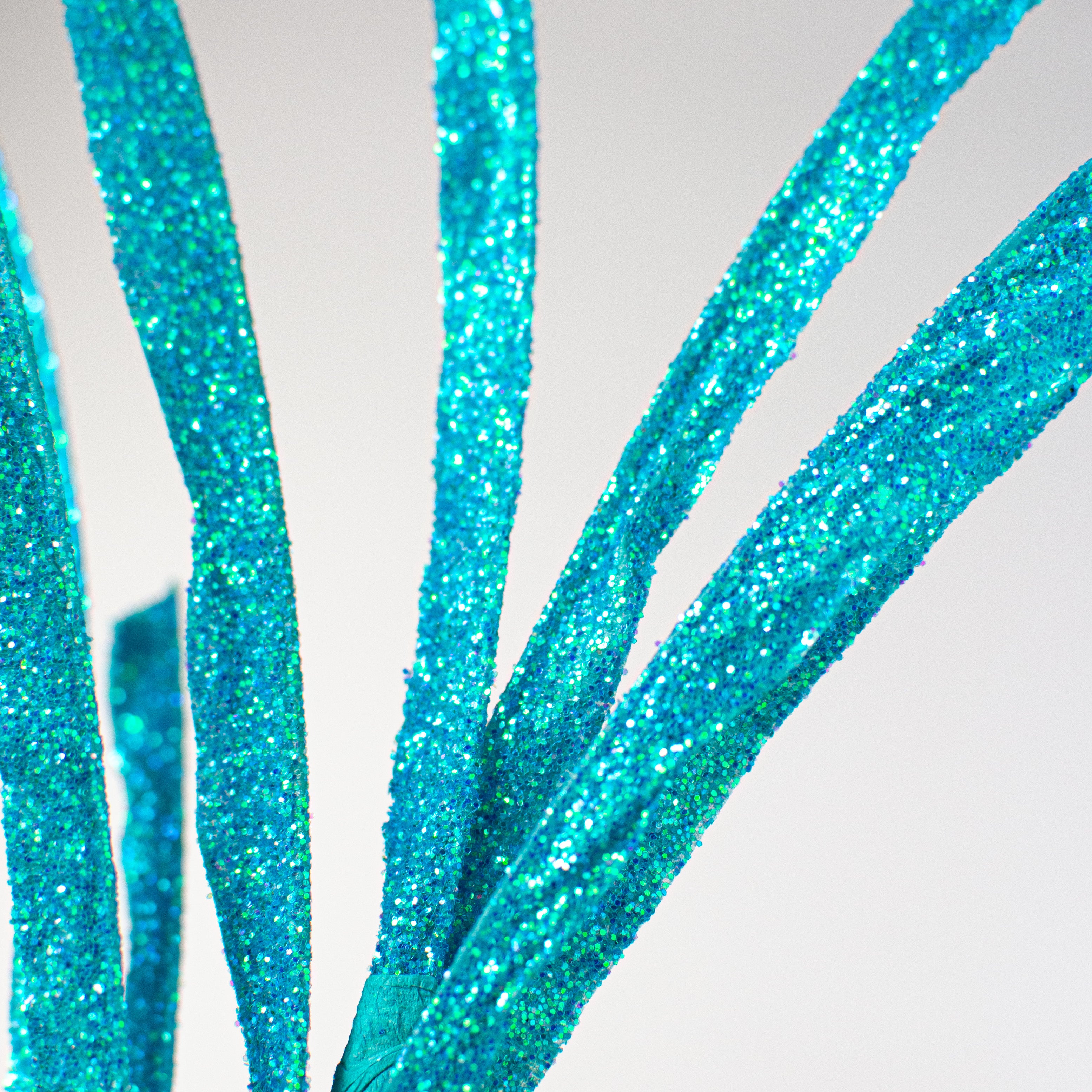 31" Glittered Paper Grass Spray: Bright Blue Lifestyle Photo