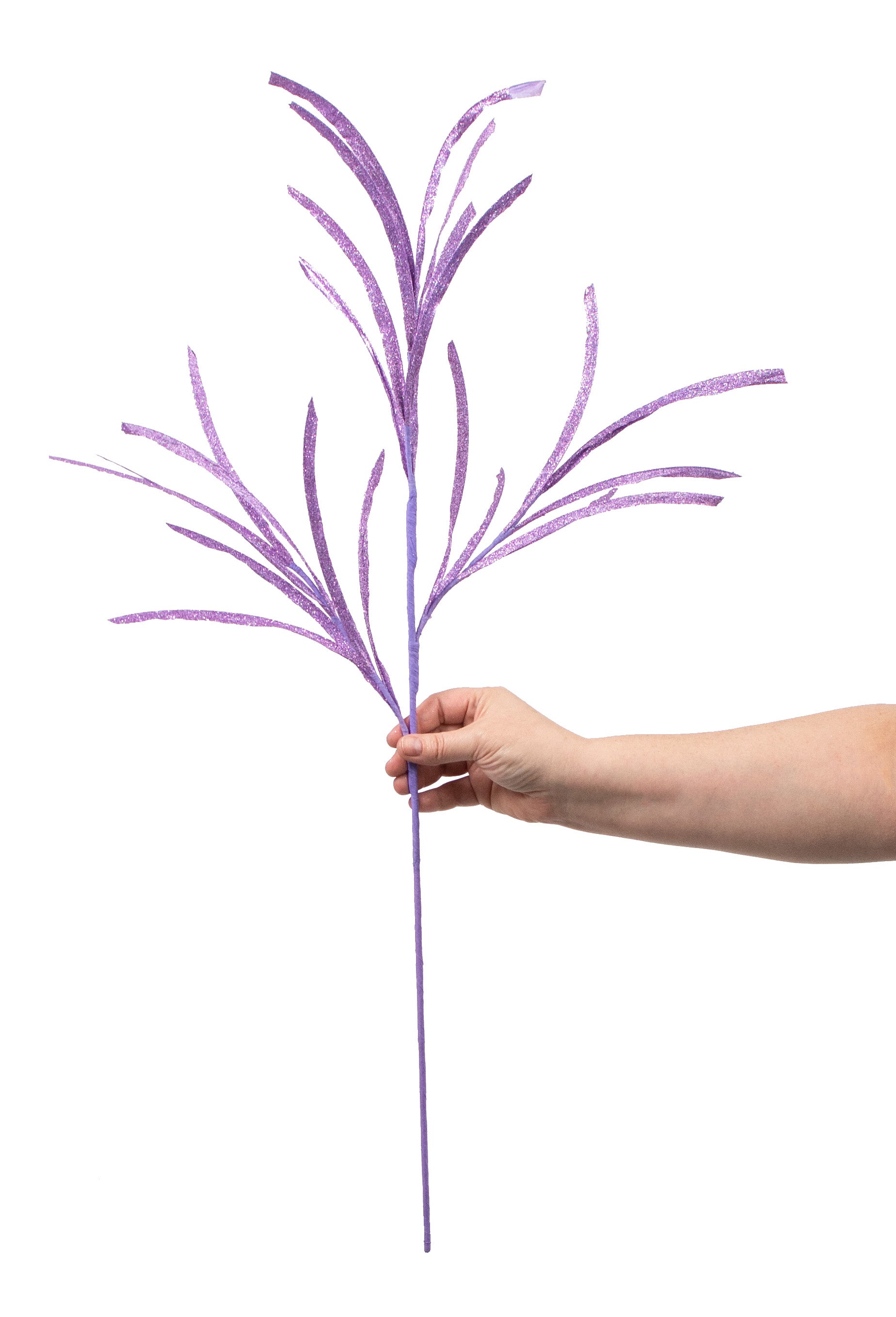 31" Glittered Paper Grass Spray: Bright Lavender detail photo 3