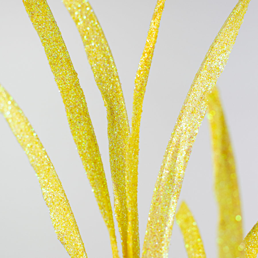 31" Glittered Paper Grass Spray: Bright Yellow Lifestyle Photo