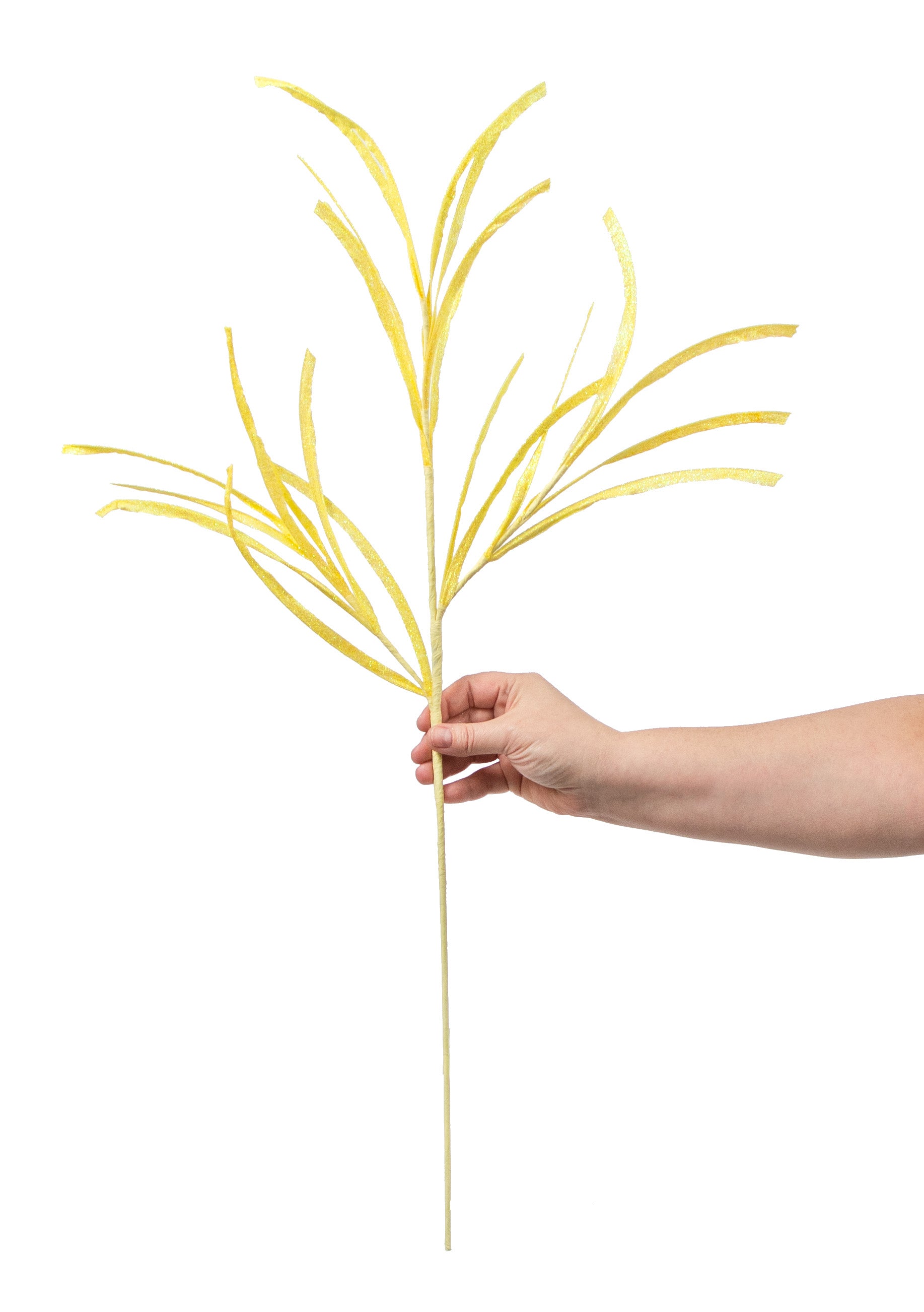 31" Glittered Paper Grass Spray: Bright Yellow detail photo 3