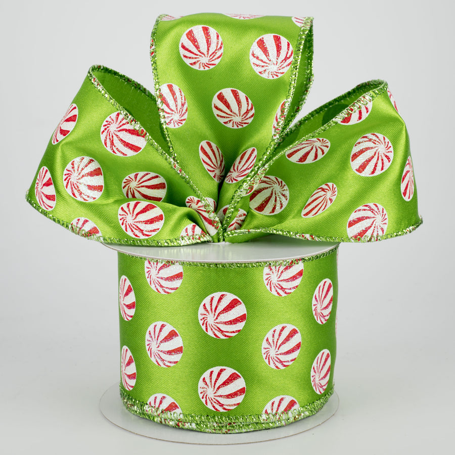 2.5" Glittered Peppermint Ribbon: Lime (10 Yards) Lifestyle Photo