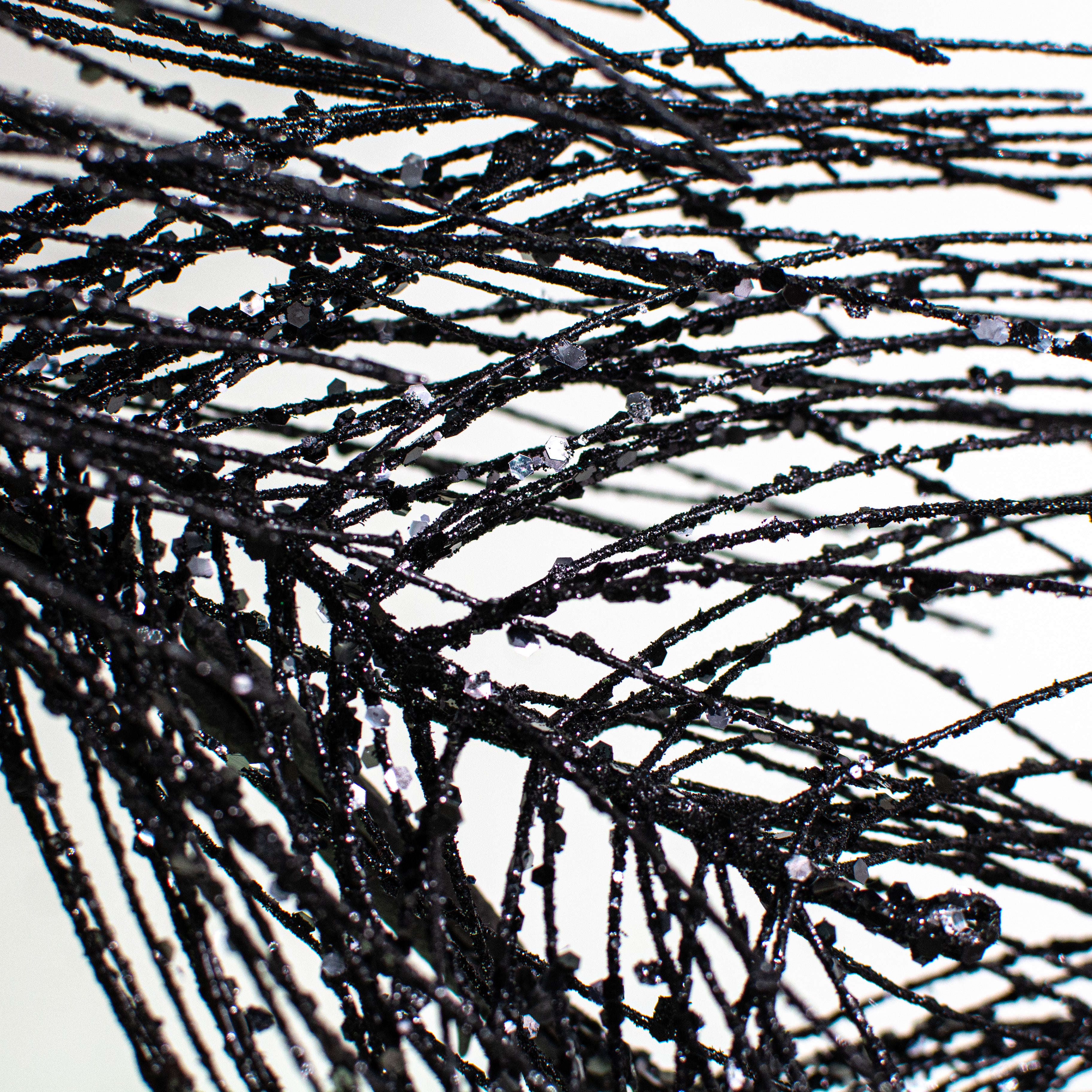 5' Glittered Pine Garland: Black detail photo 3