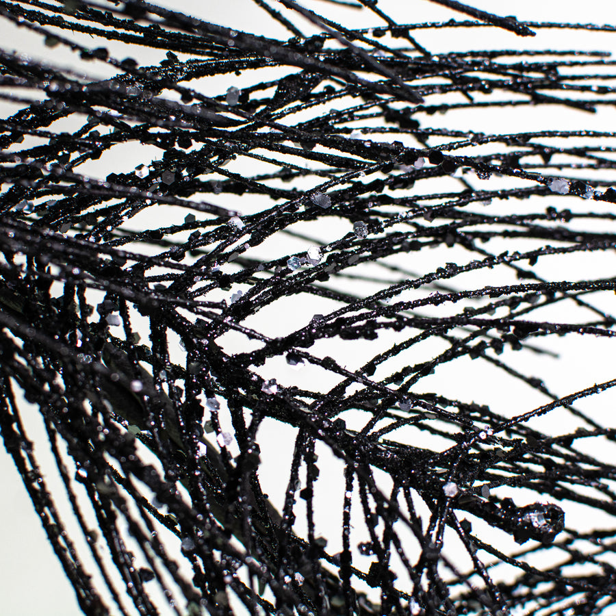 5' Glittered Pine Garland: Black detail photo 3