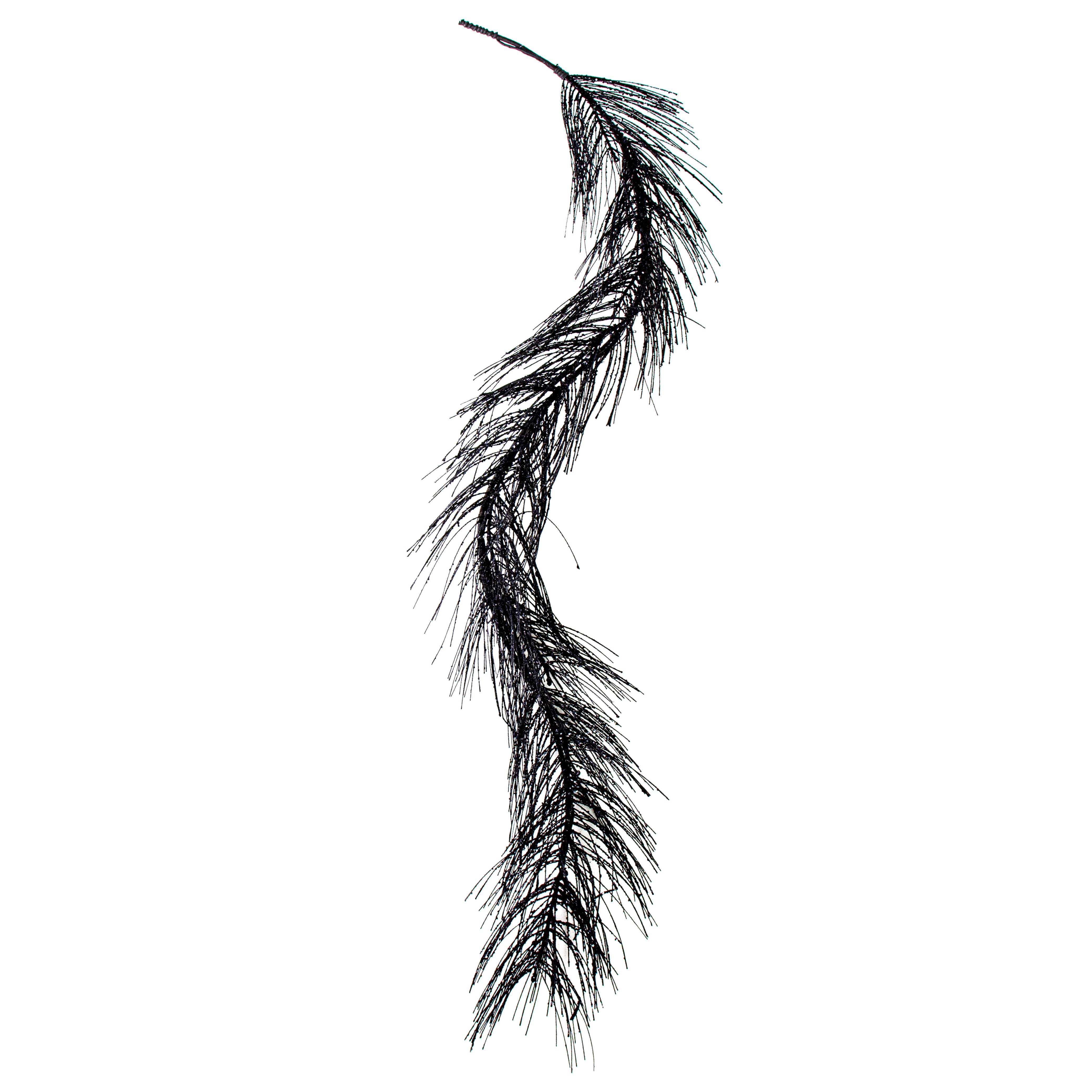 5' Glittered Pine Garland: Black detail photo 4