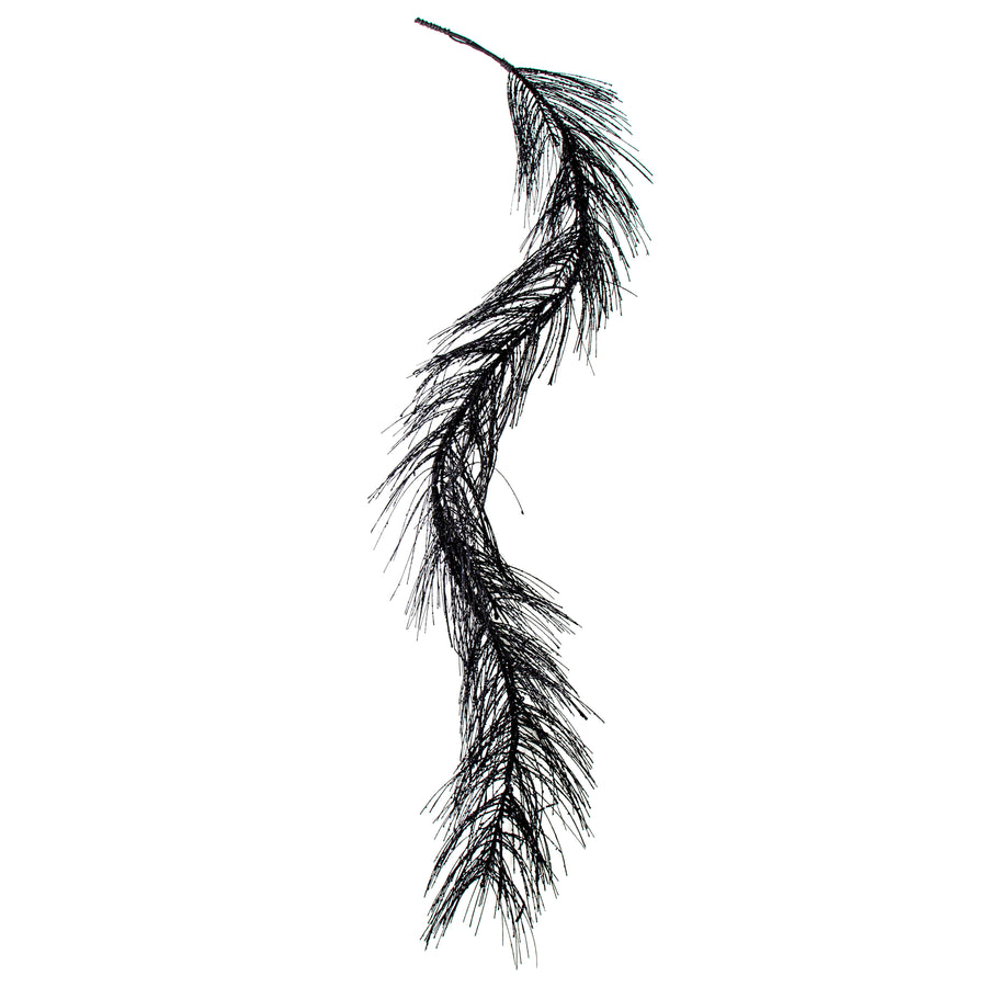 5' Glittered Pine Garland: Black detail photo 4