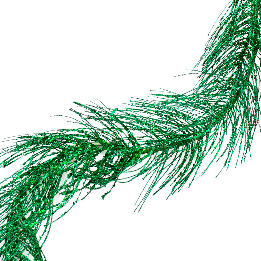 5' Glittered Pine Garland: Emerald Green Item Number: XV798606