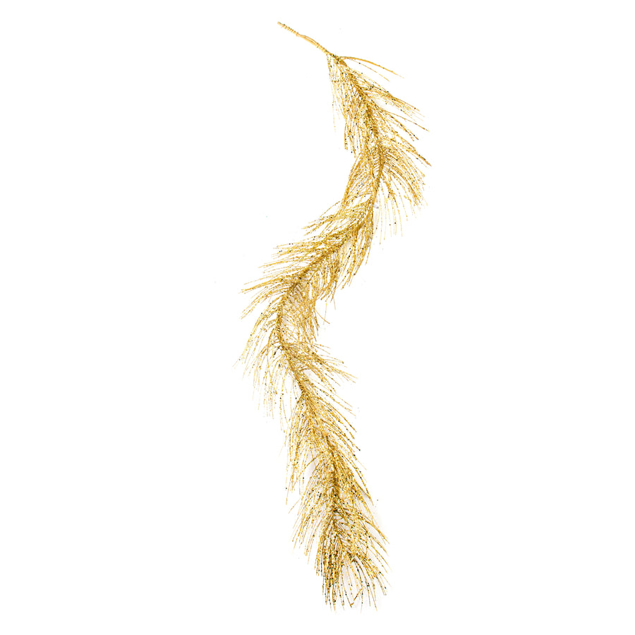 5' Glittered Pine Garland: Gold detail photo 3