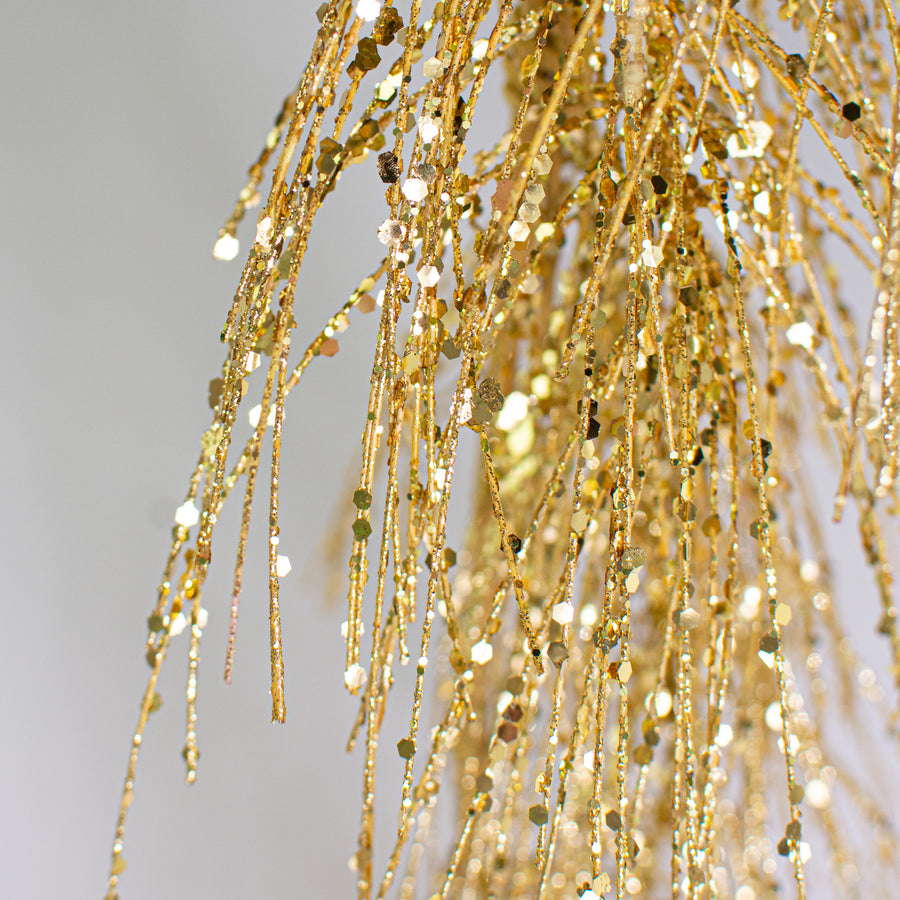 5' Glittered Pine Garland: Gold detail photo 4