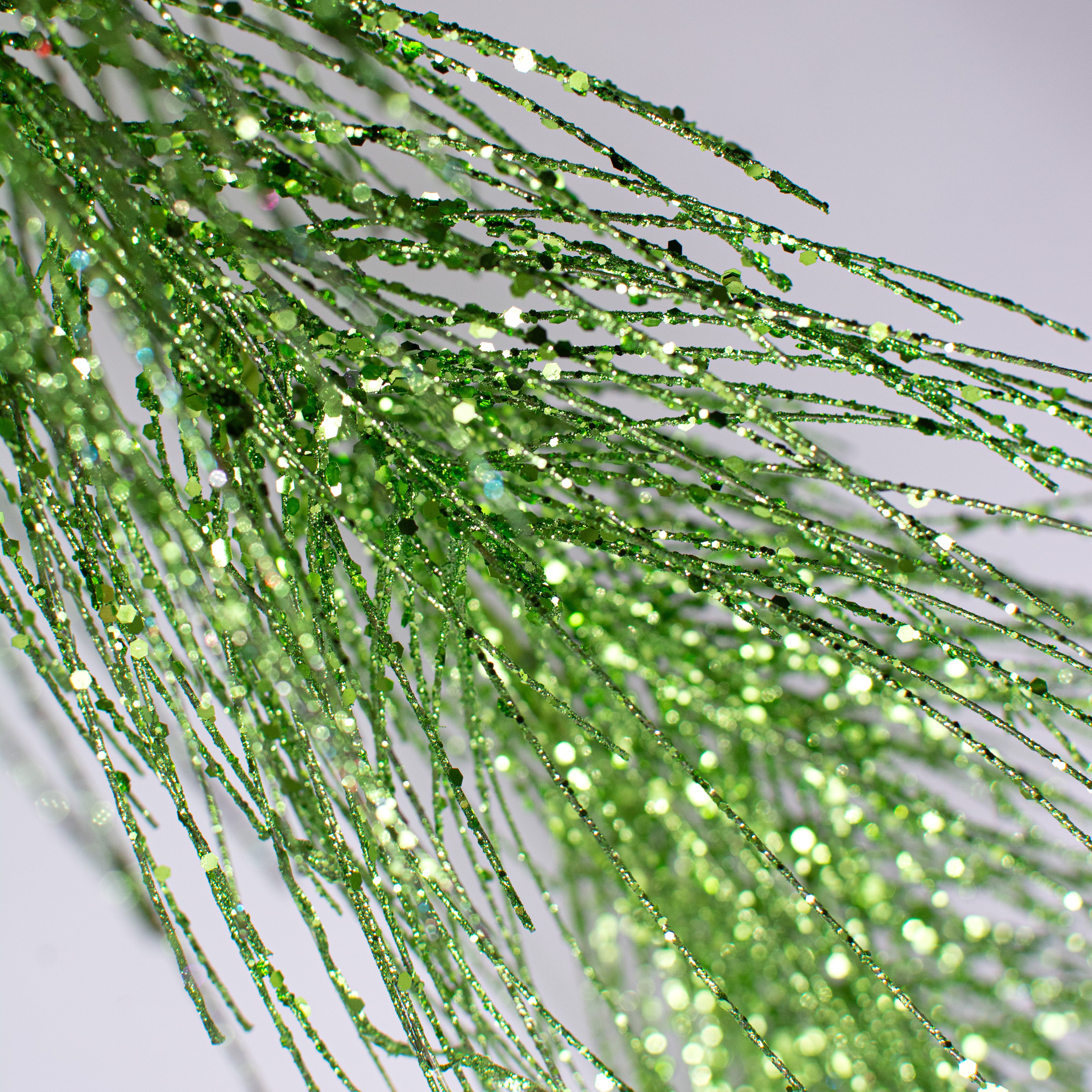 5' Glittered Pine Garland: Lime Green detail photo 3
