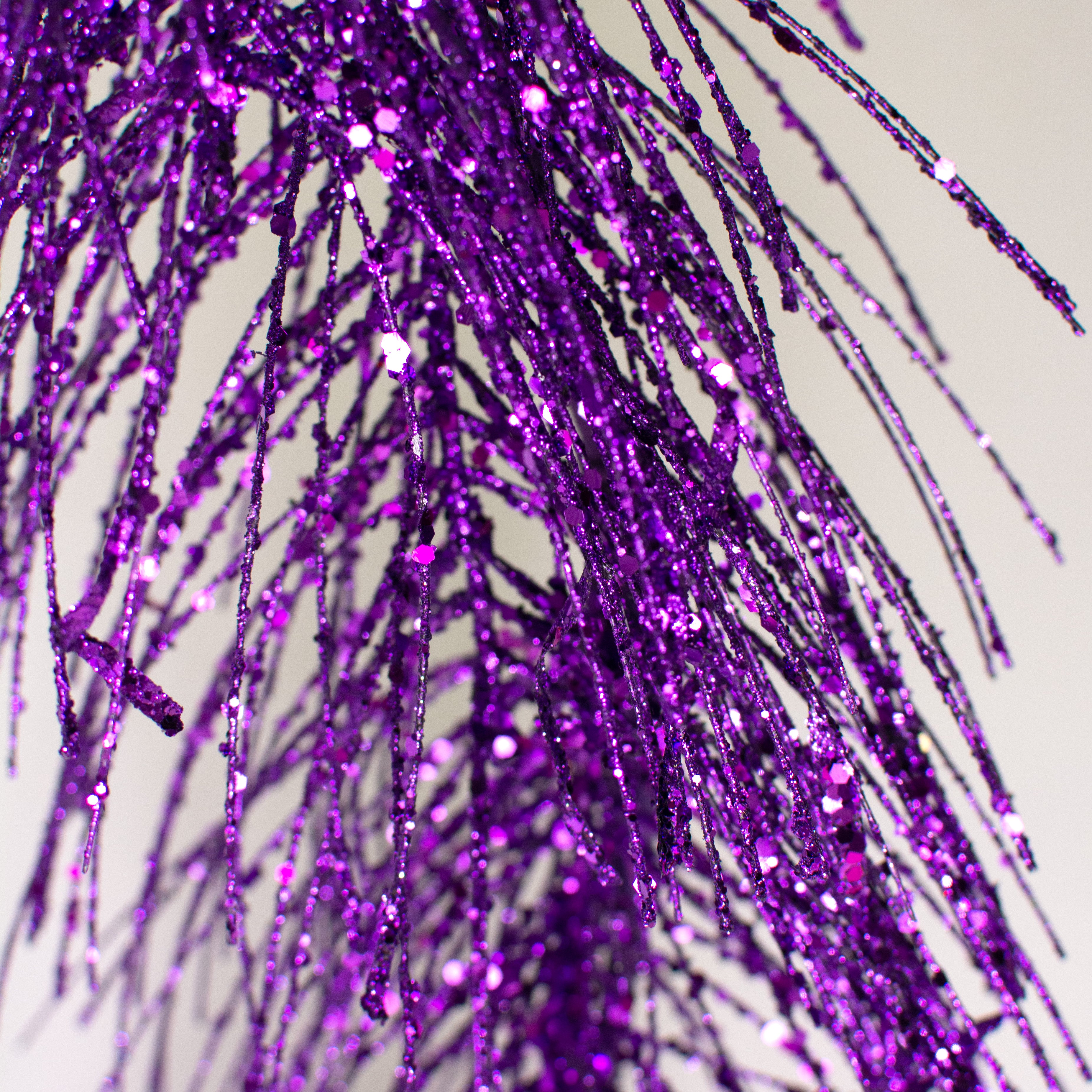5' Glittered Pine Garland: Purple detail photo 3