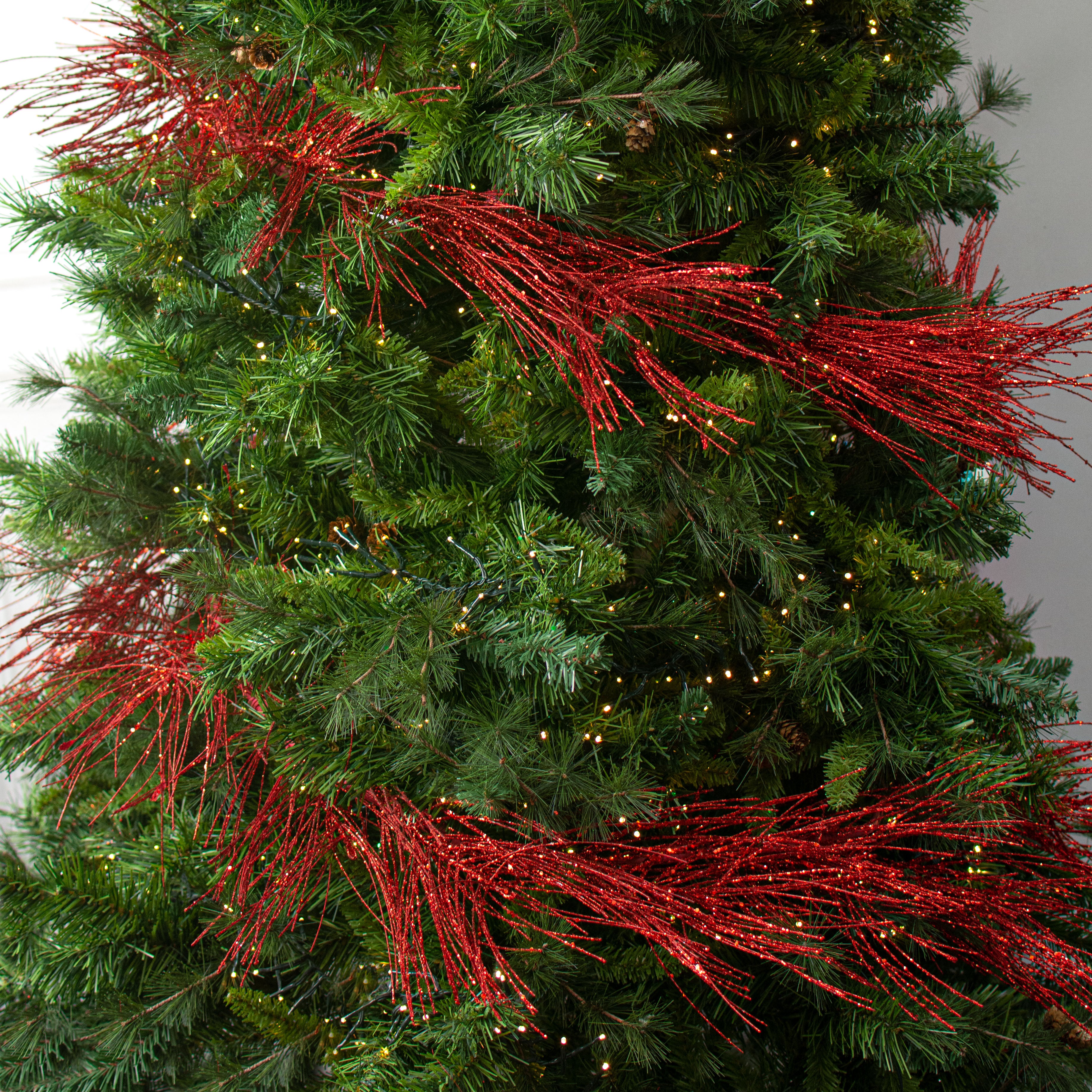 5' Glittered Pine Garland: Red Lifestyle Photo