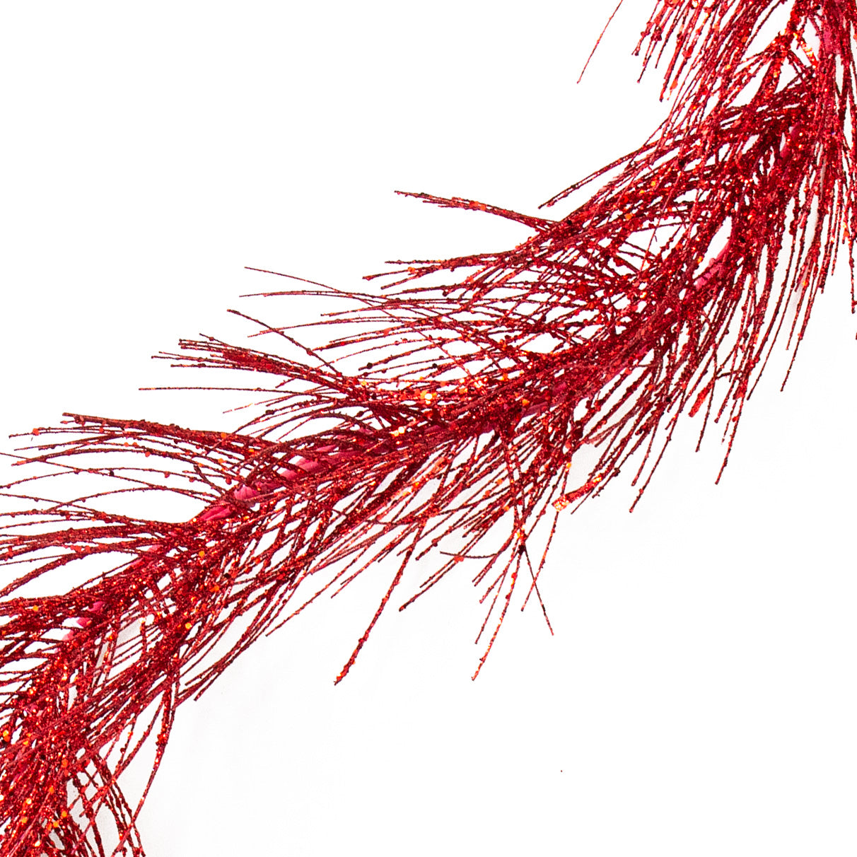 5' Glittered Pine Garland: Red Item Number: XV798624