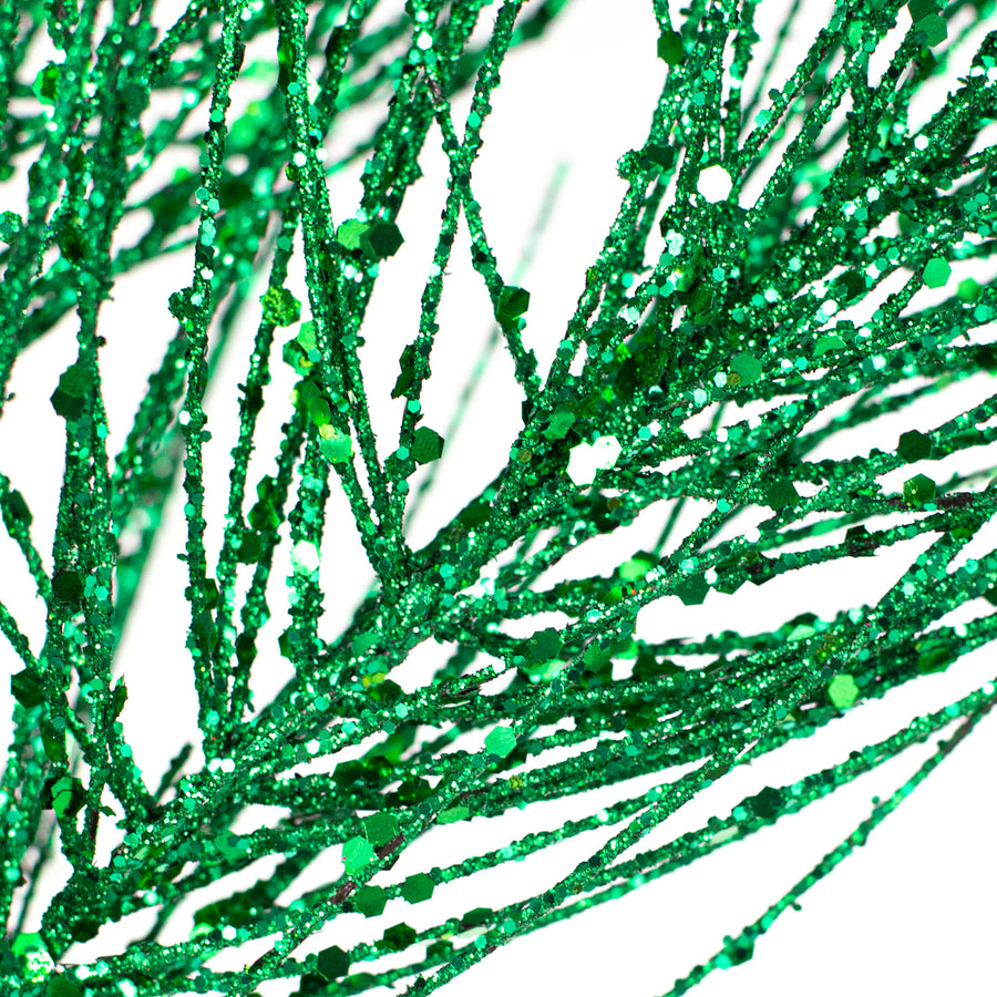 38" Glittered Pine Spray: Emerald Green Lifestyle Photo