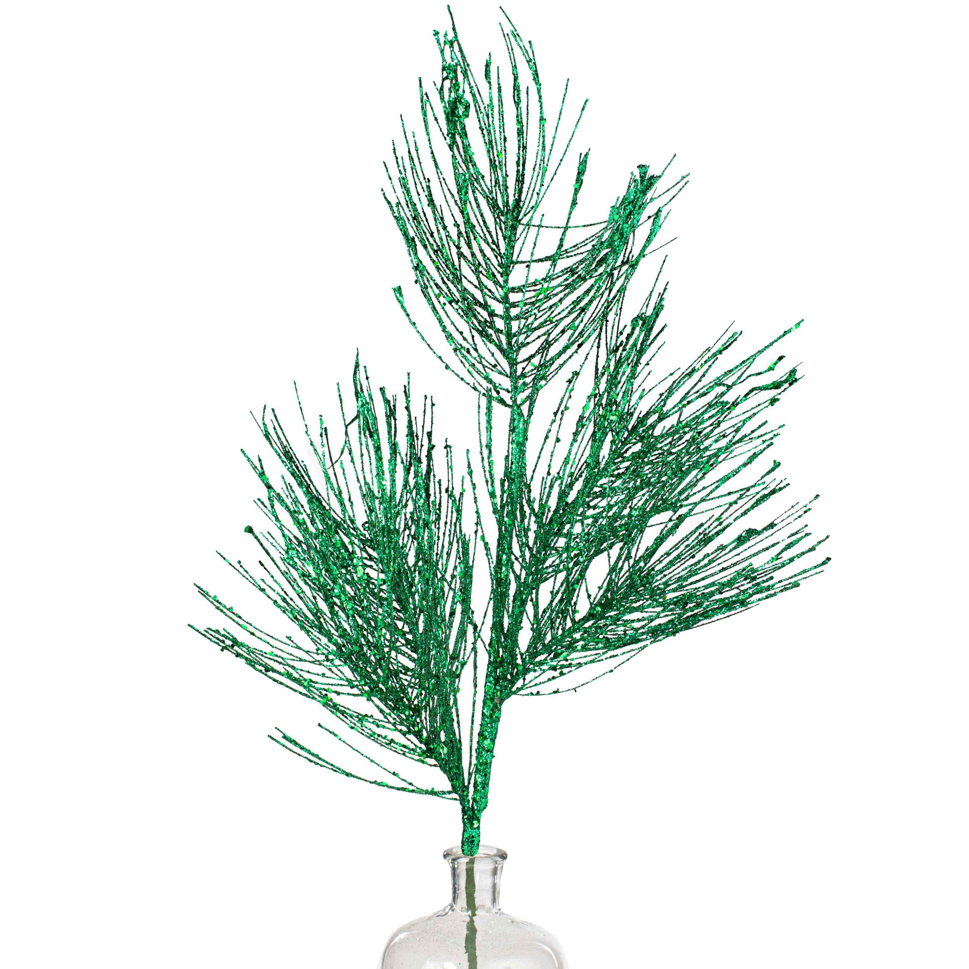 38" Glittered Pine Spray: Emerald Green Item Number: XV798506
