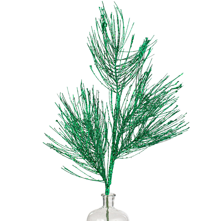 38" Glittered Pine Spray: Emerald Green Item Number: XV798506