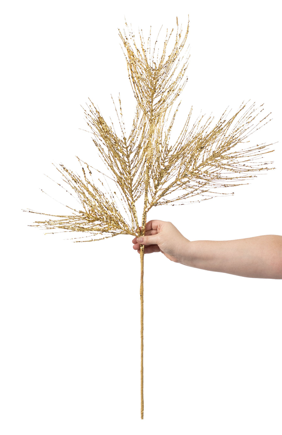 38" Glittered Pine Spray: Gold detail photo 3