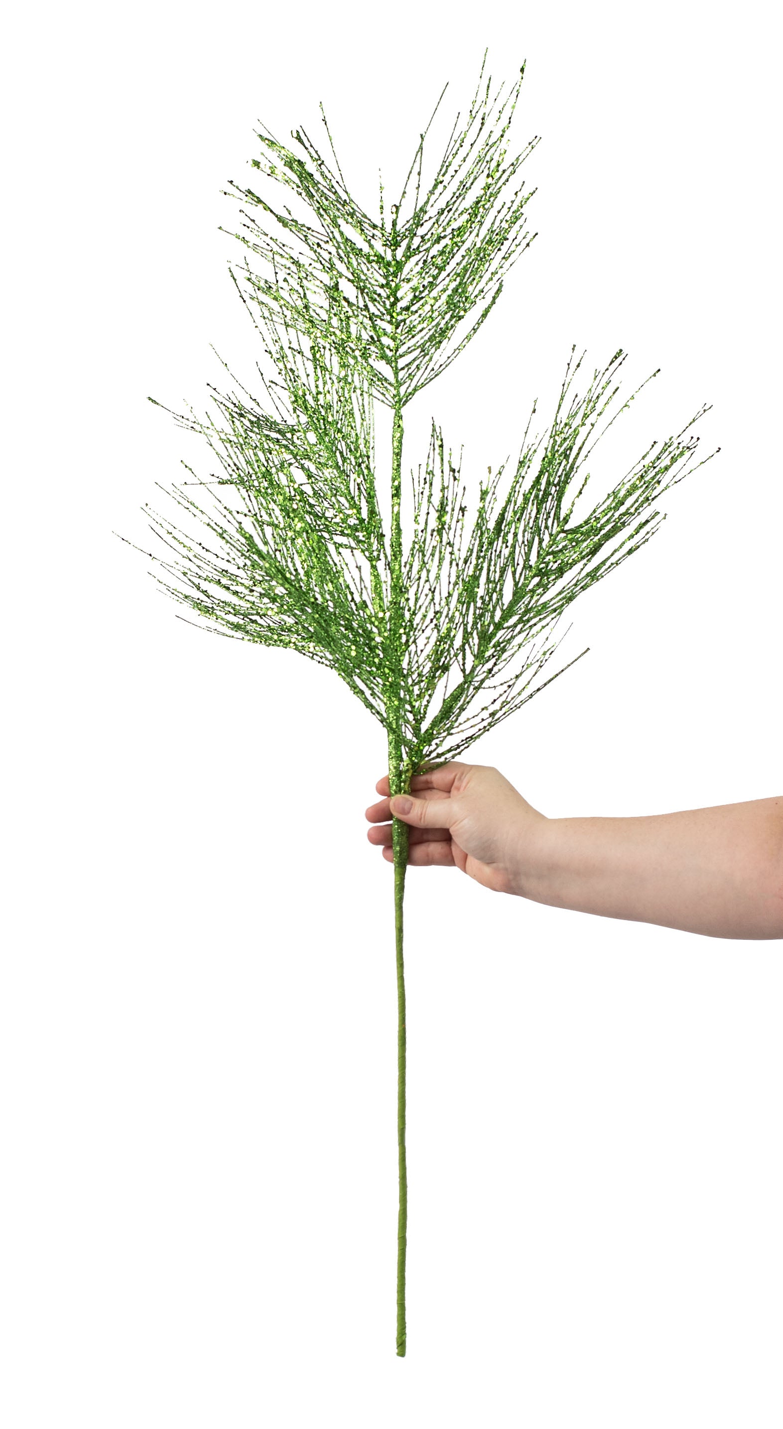 38" Glittered Pine Spray: Lime Green detail photo 3
