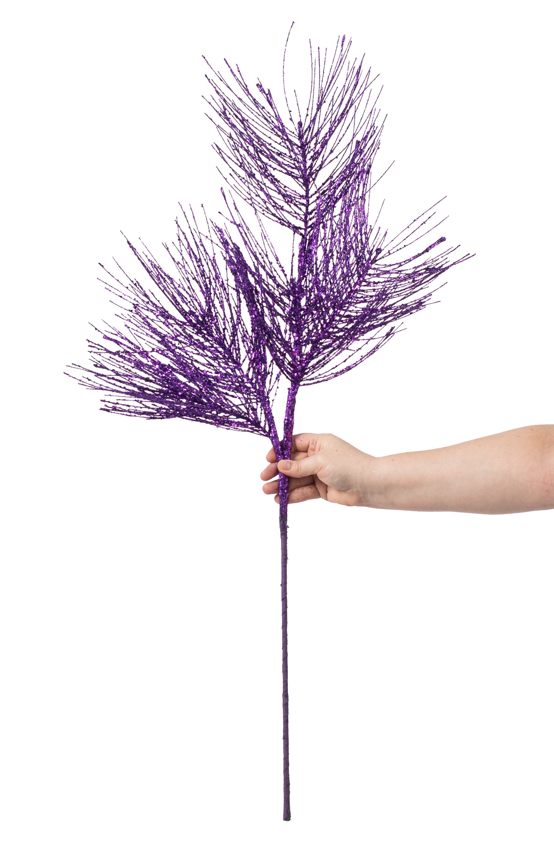 38" Glittered Pine Spray: Purple detail photo 3
