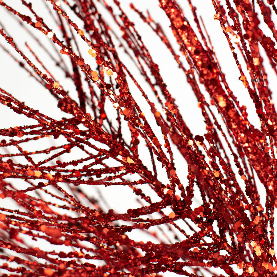 38" Glittered Pine Spray: Red Lifestyle Photo