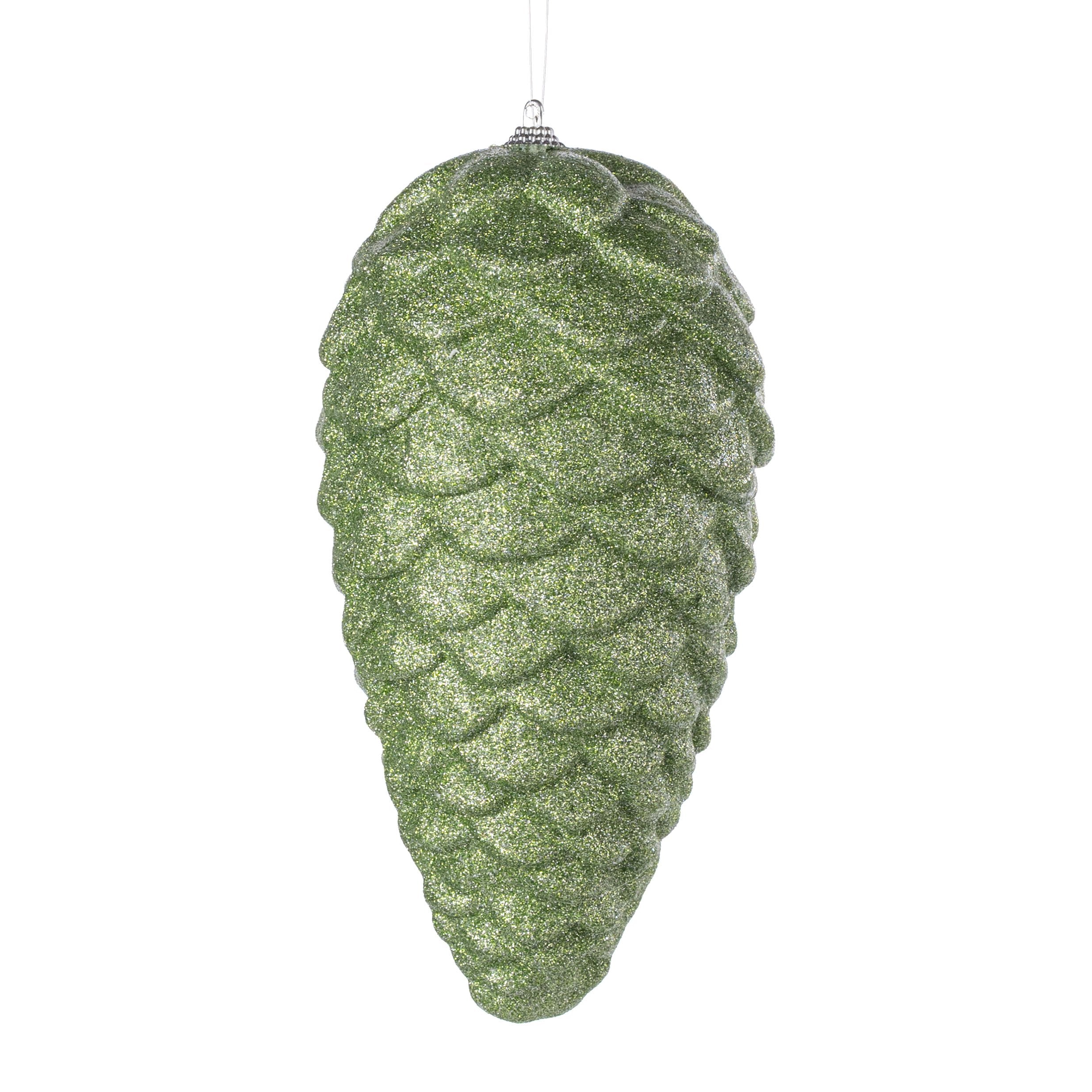9" Glittered Pinecone Ornament: Sage Green Item Number: 86882SAGE