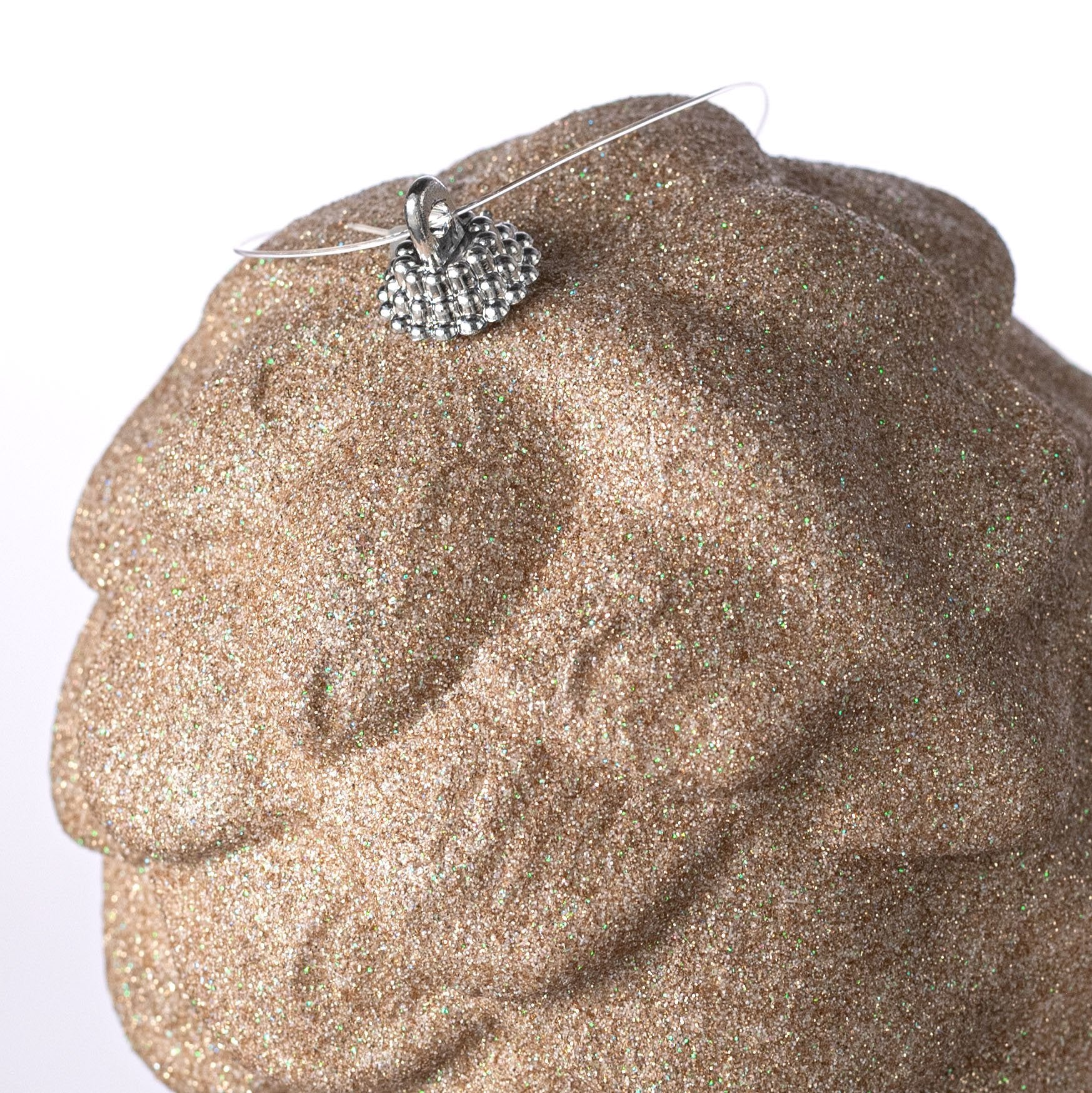 9" Glittered Pinecone Ornament: Taupe detail photo 3