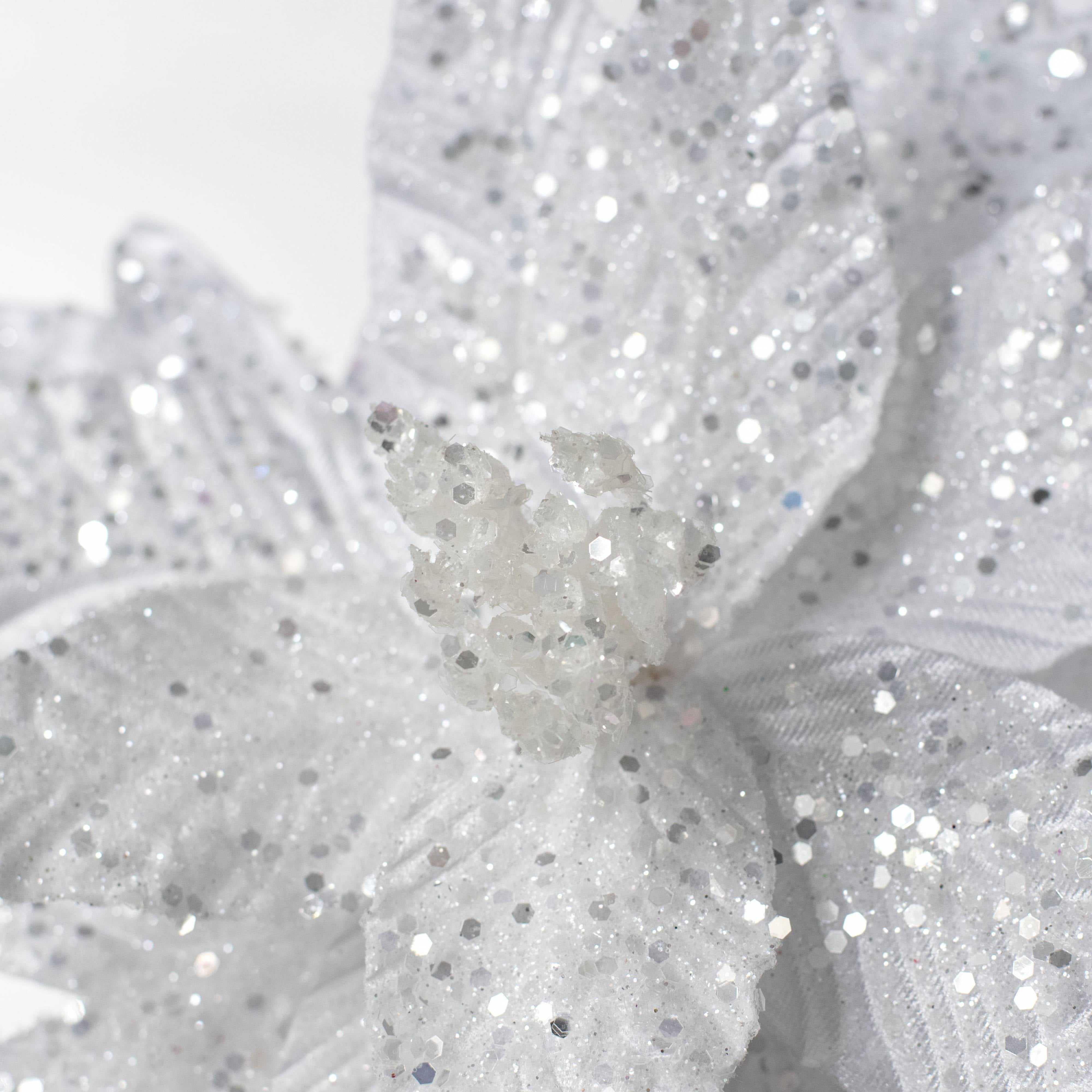 12" x 25" Glittered Poinsettia Stem: White Lifestyle Photo