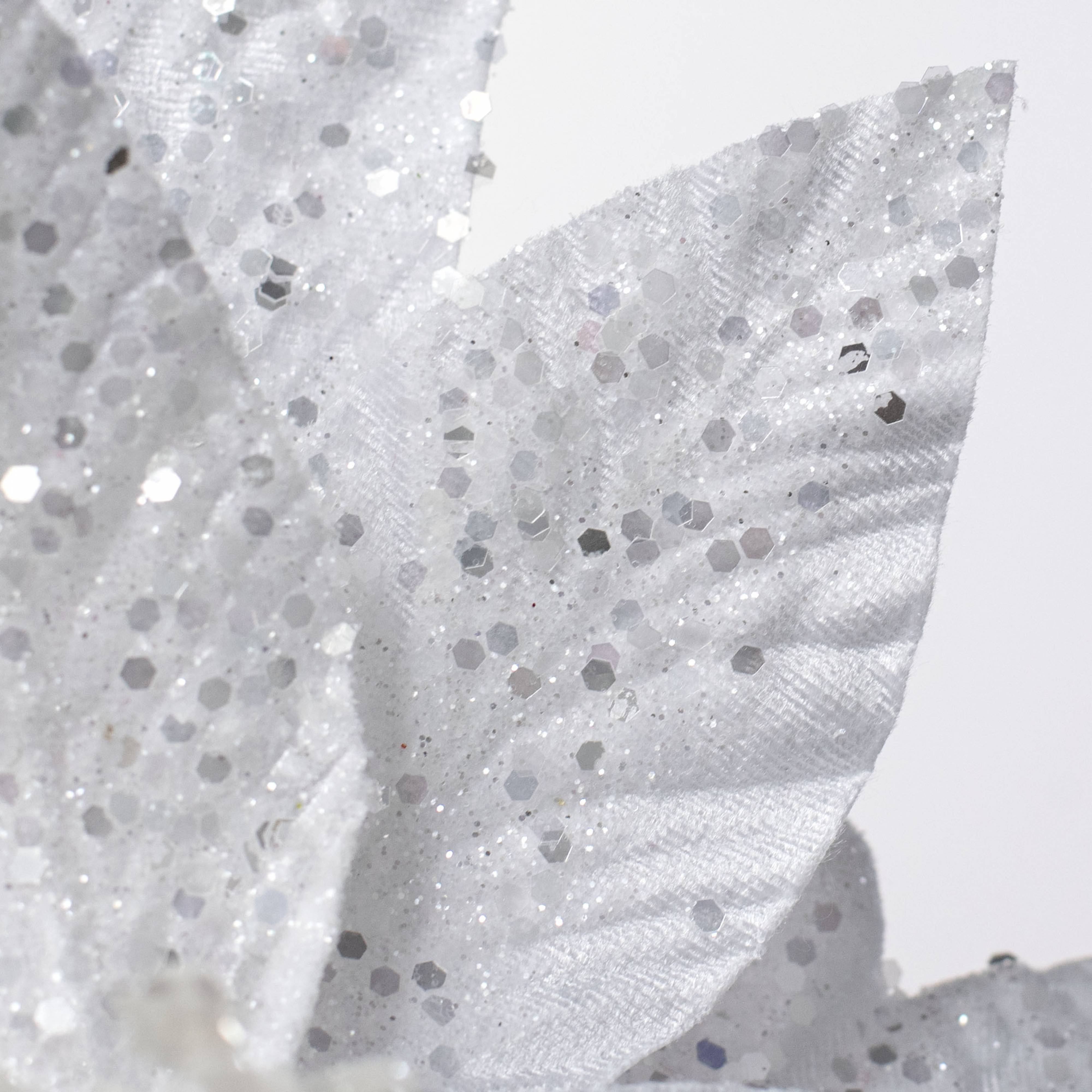 12" x 25" Glittered Poinsettia Stem: White detail photo 4