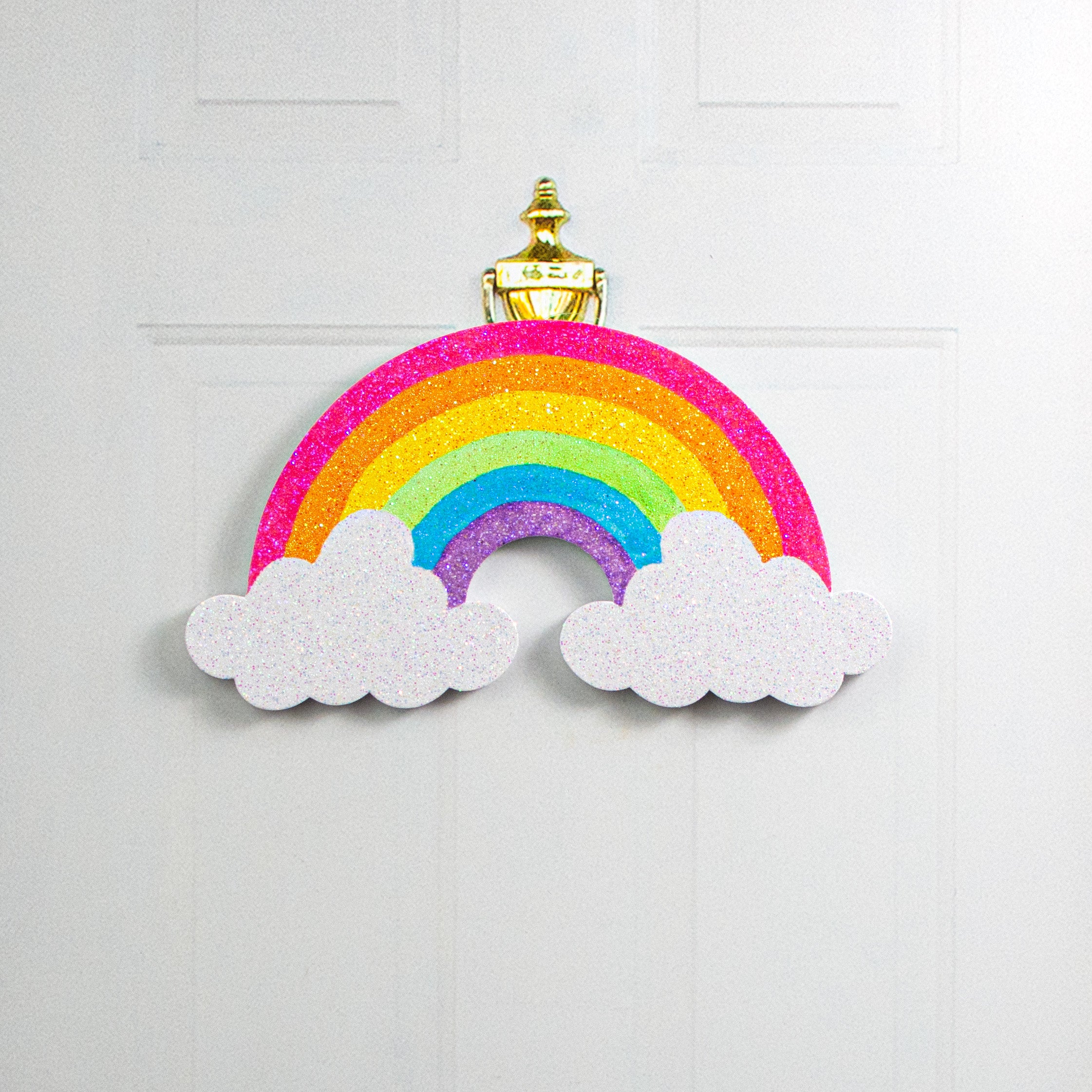 20" Glittered Polyfoam Rainbow Hanger Lifestyle Photo
