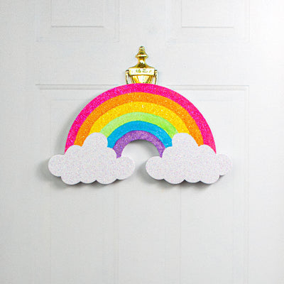 20" Glittered Polyfoam Rainbow Hanger Lifestyle Photo