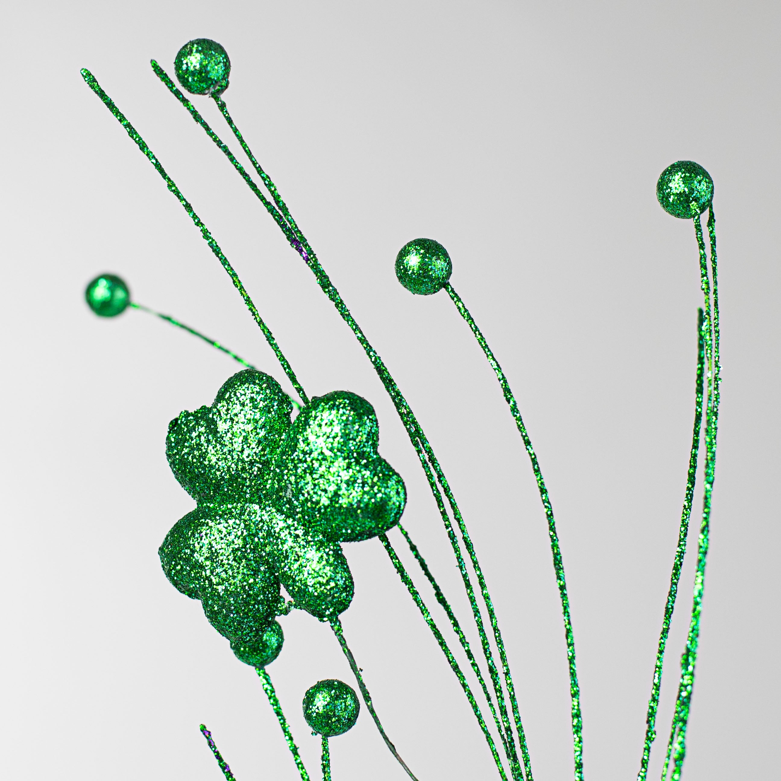 22" Glittered Shamrock Spray: Emerald Lifestyle Photo
