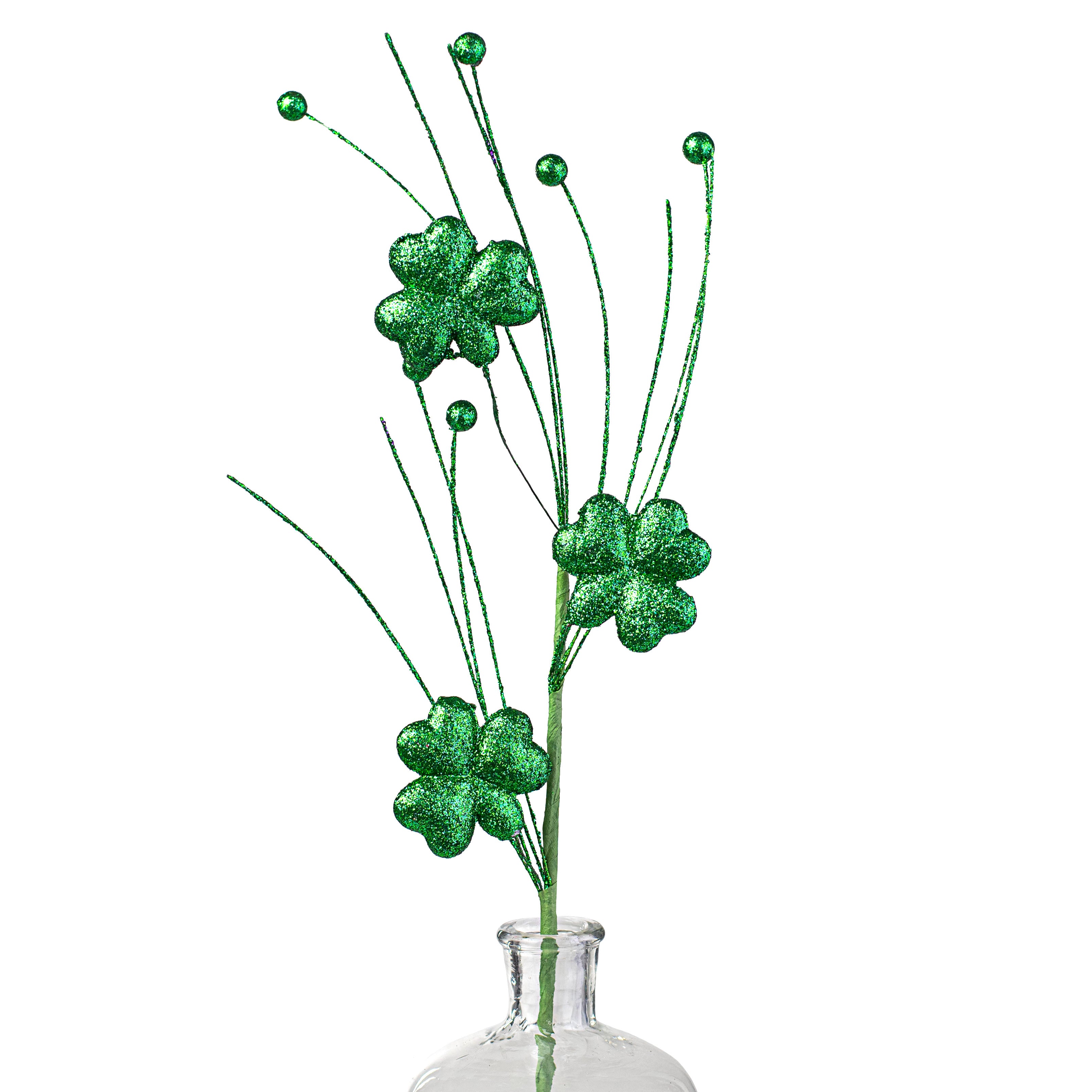 22" Glittered Shamrock Spray: Emerald Item Number: HP0026