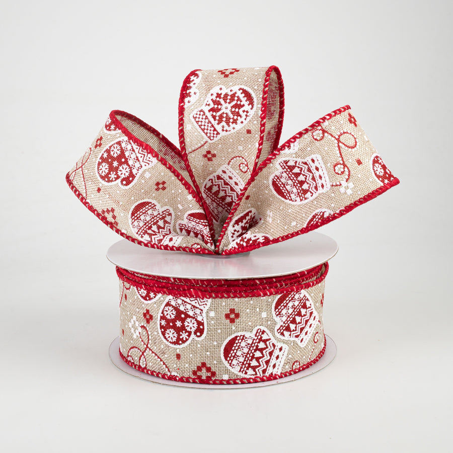 1.5" Glittered Snow Day Mittens: Natural (10 Yards) Lifestyle Photo