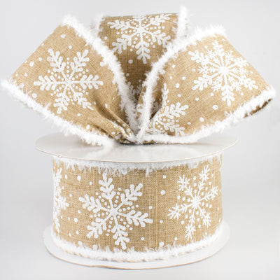 2.5" Glittered Snowflakes Snowdrift Ribbon: Light Beige (10 Yards) Lifestyle Photo