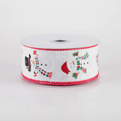 1.5" Glittered Snowman Diagonal Weave Ribbon: White (10 Yards) Item Number: RGF136127