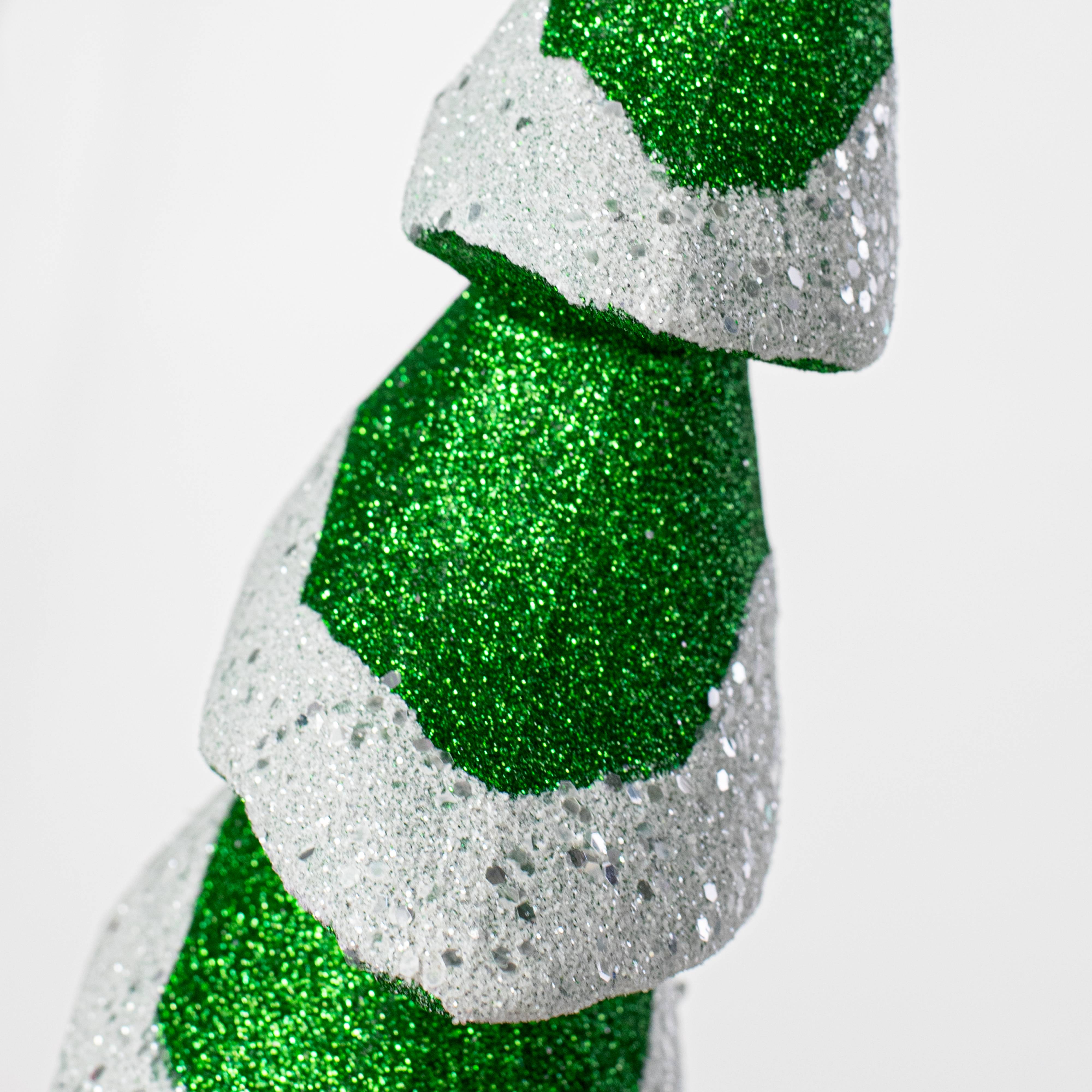 15" Glittered Snowy Christmas Tree Ornament detail photo 3